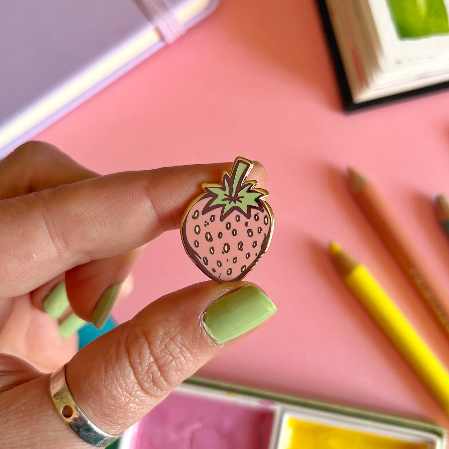 Pink Strawberry Enamel Pin