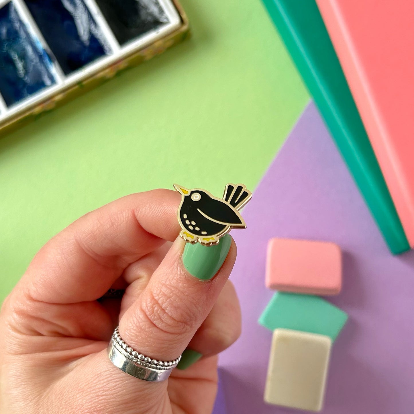 Mini Blackbird Enamel Pin