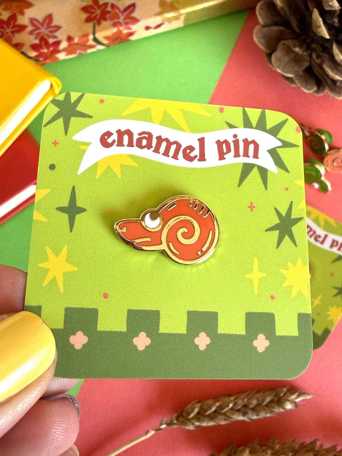 Red Medieval Snail Enamel Pin