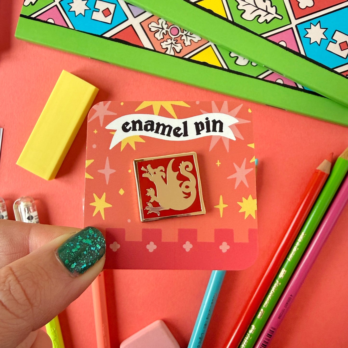 Dragon Mini Medieval Tile Enamel Pin