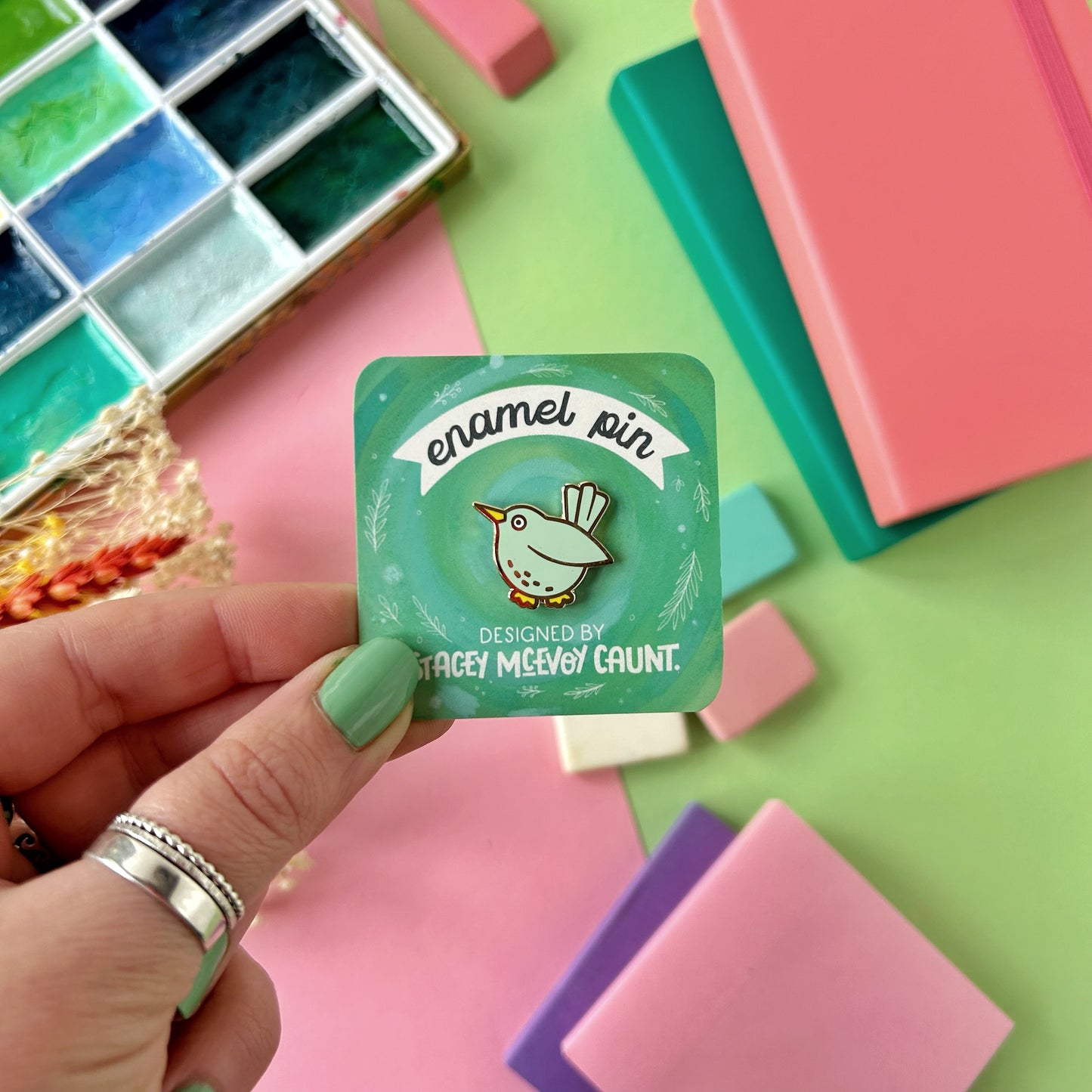 Mint Green Bird Enamel Pin