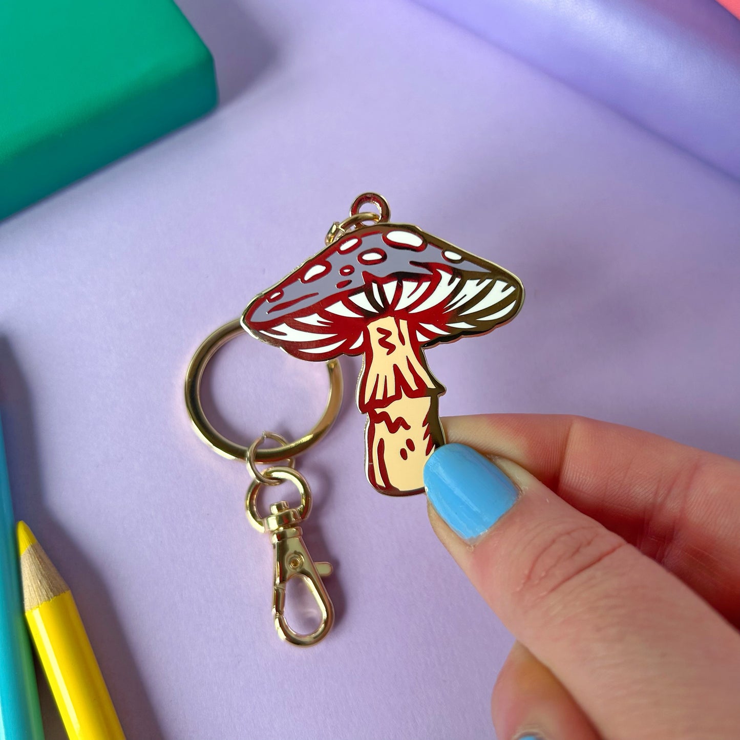 Lilac Mushroom Keyring