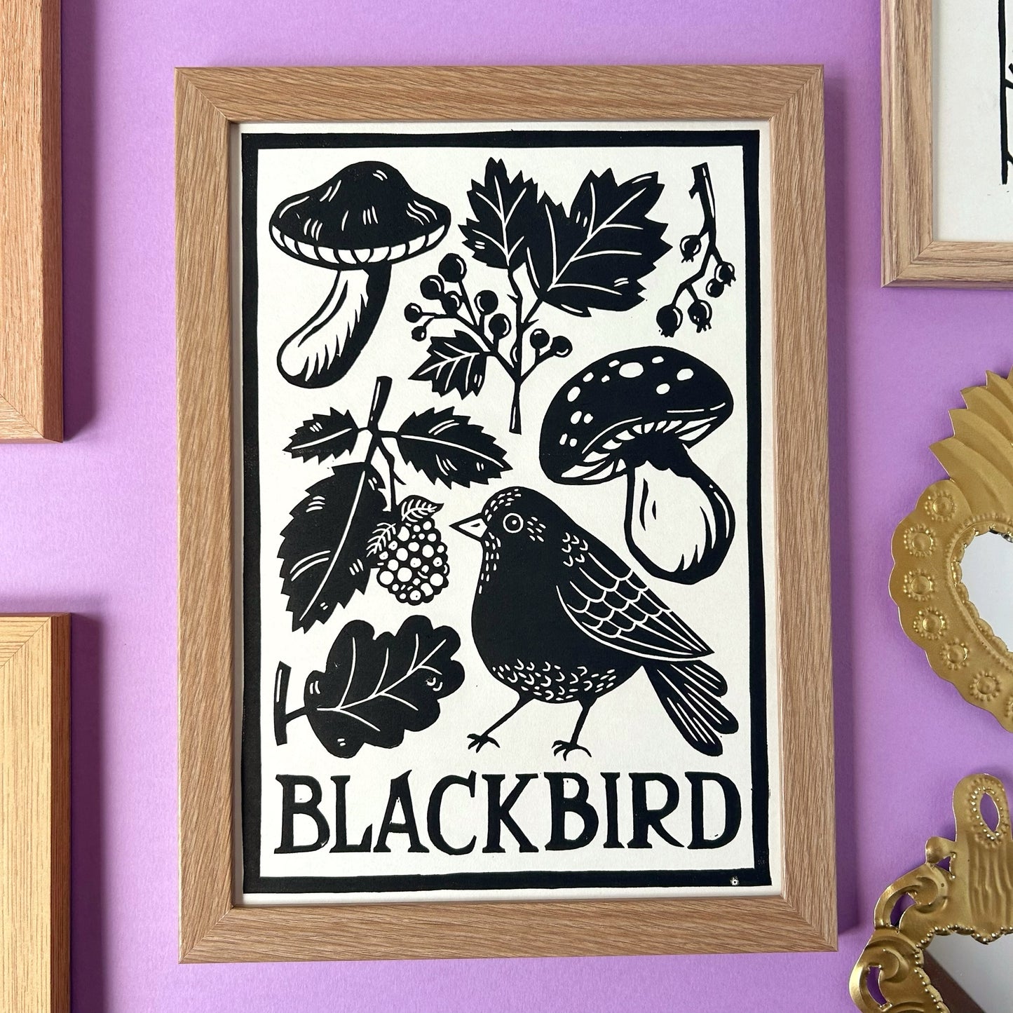 Blackbird Lino Print