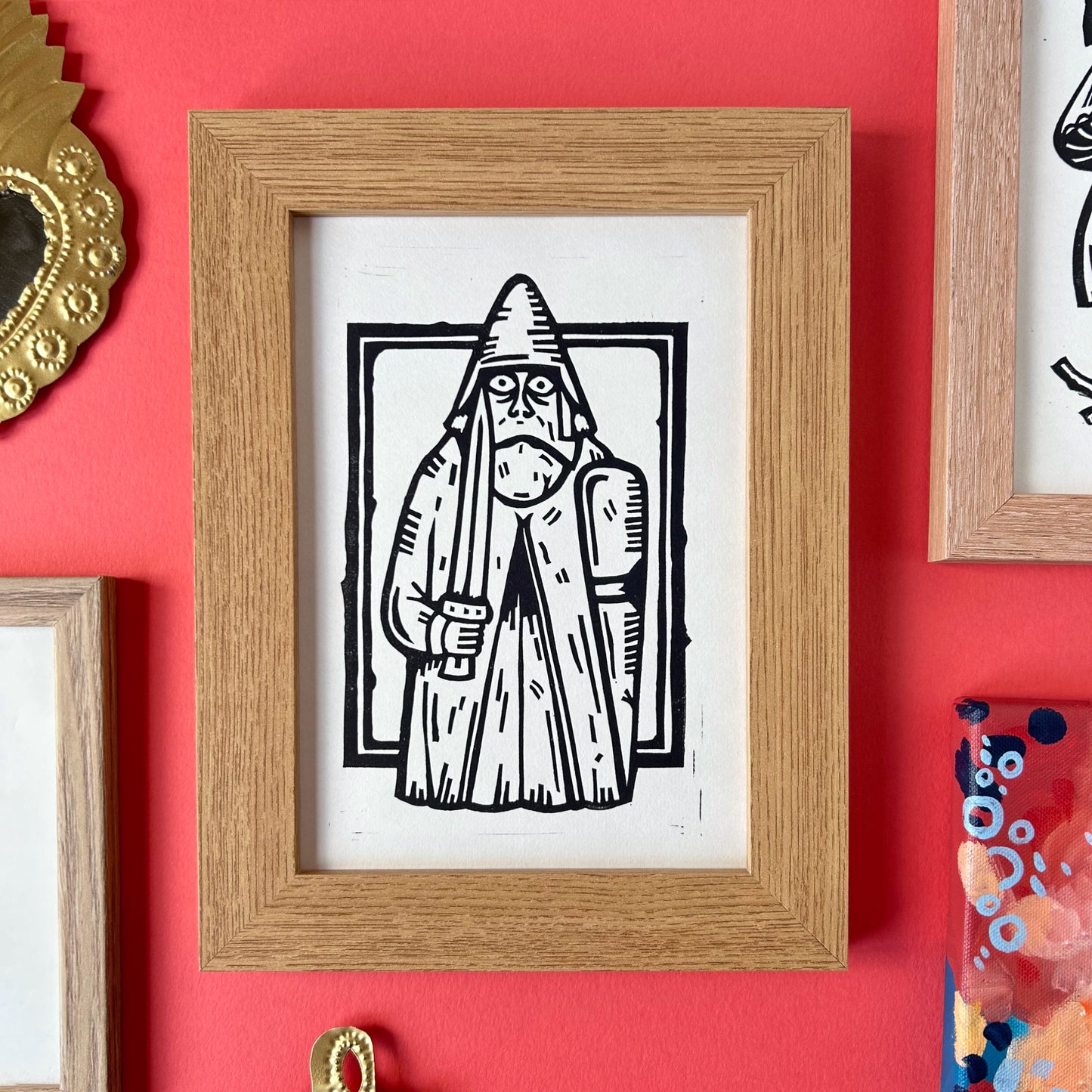 Lewis Chessmen Rook Lino Print