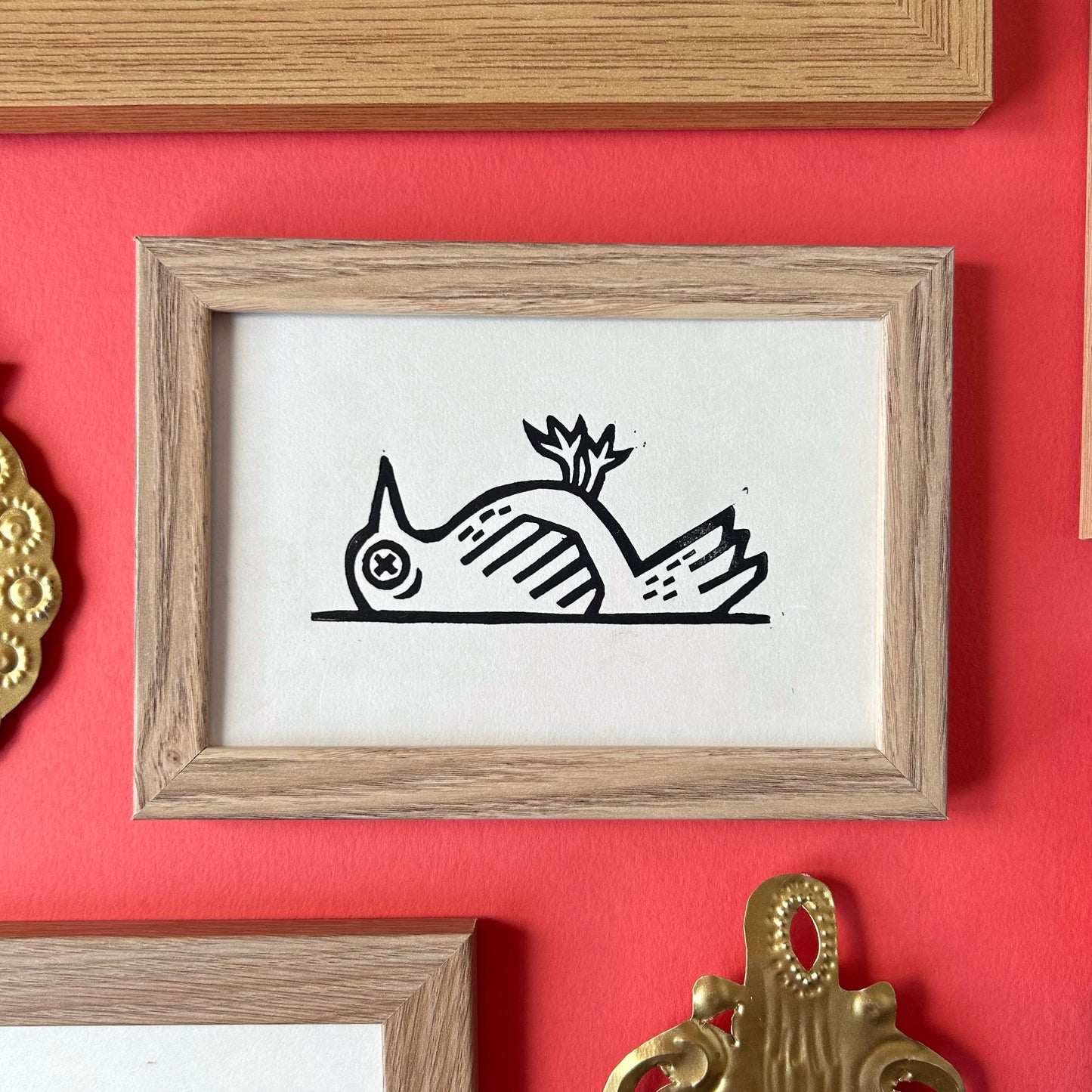Dead Bird Lino Print