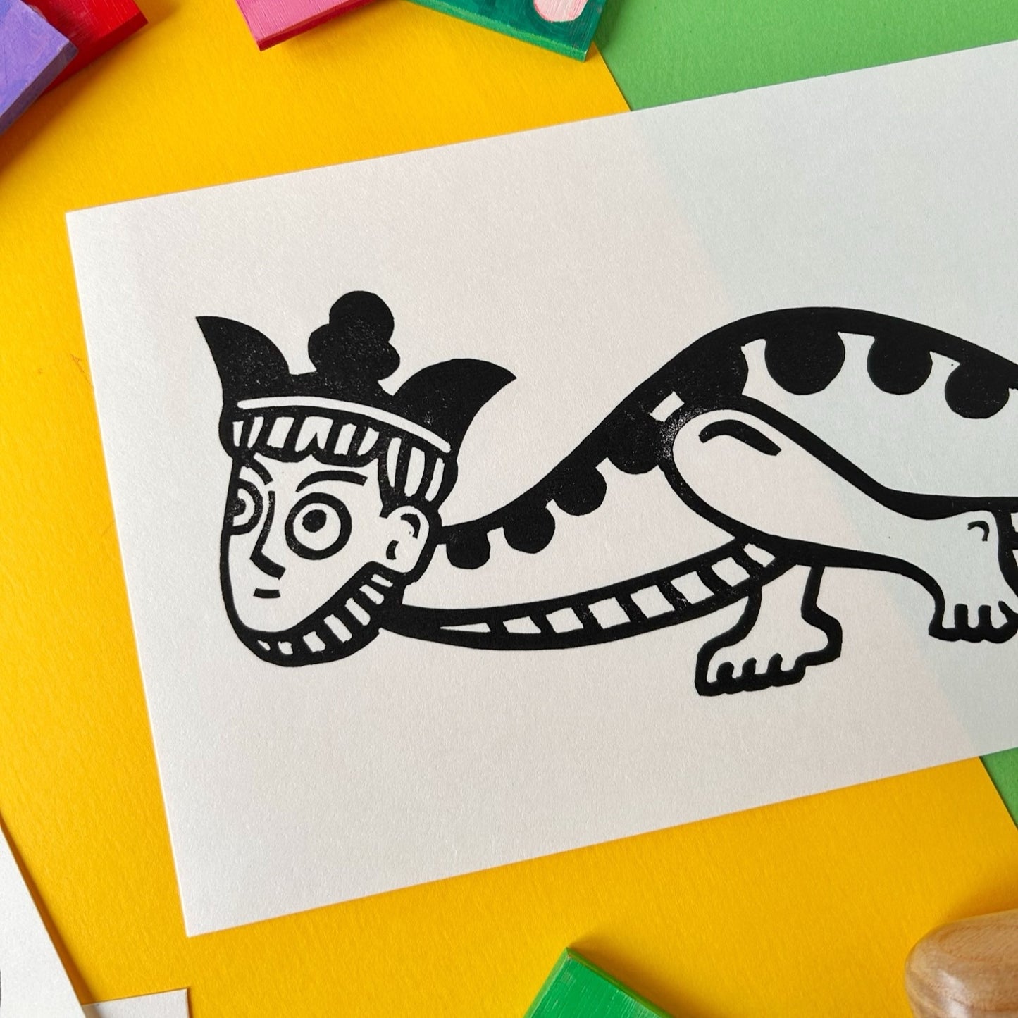 Weird Medieval King Lino Print