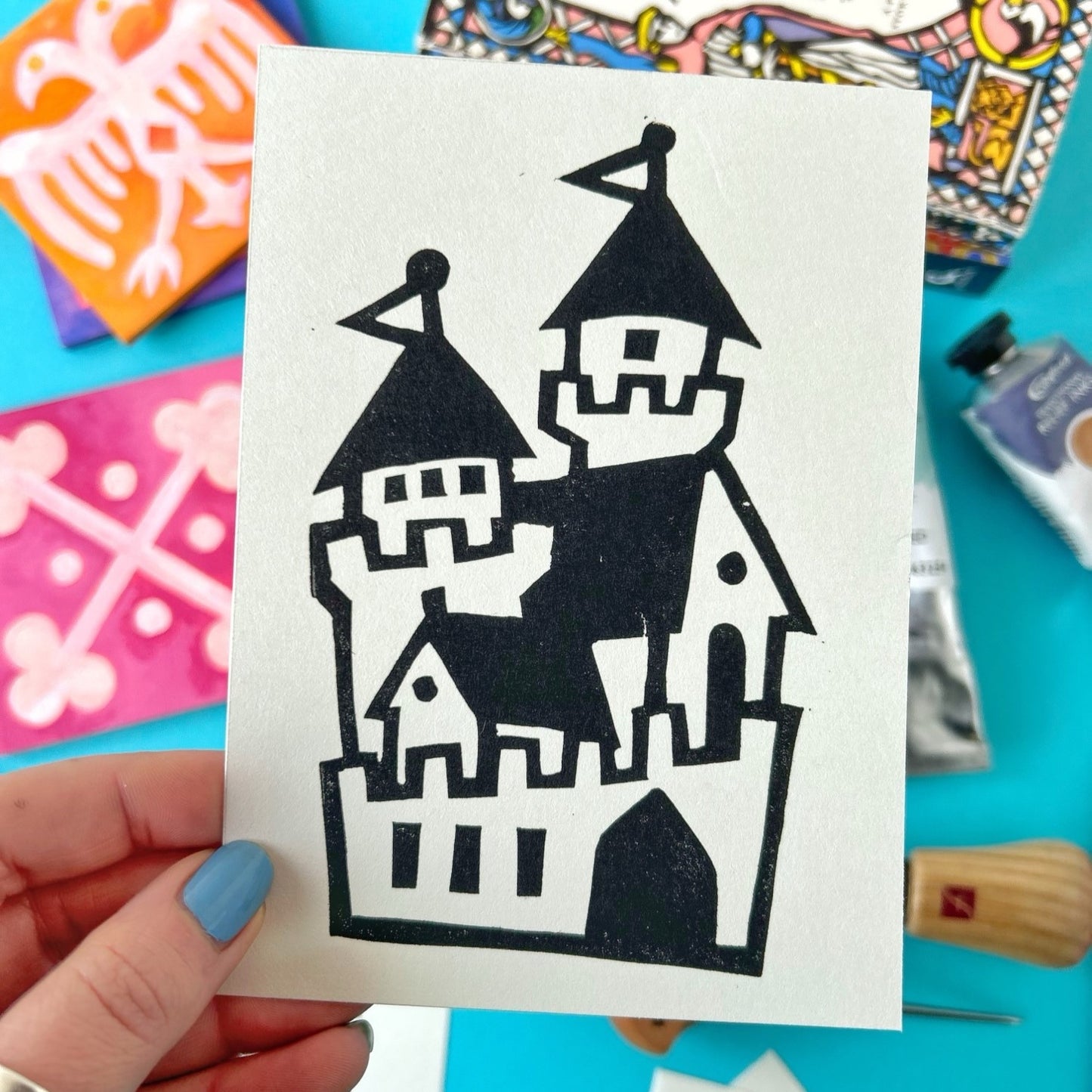 Mini Medieval Castle Lino Print