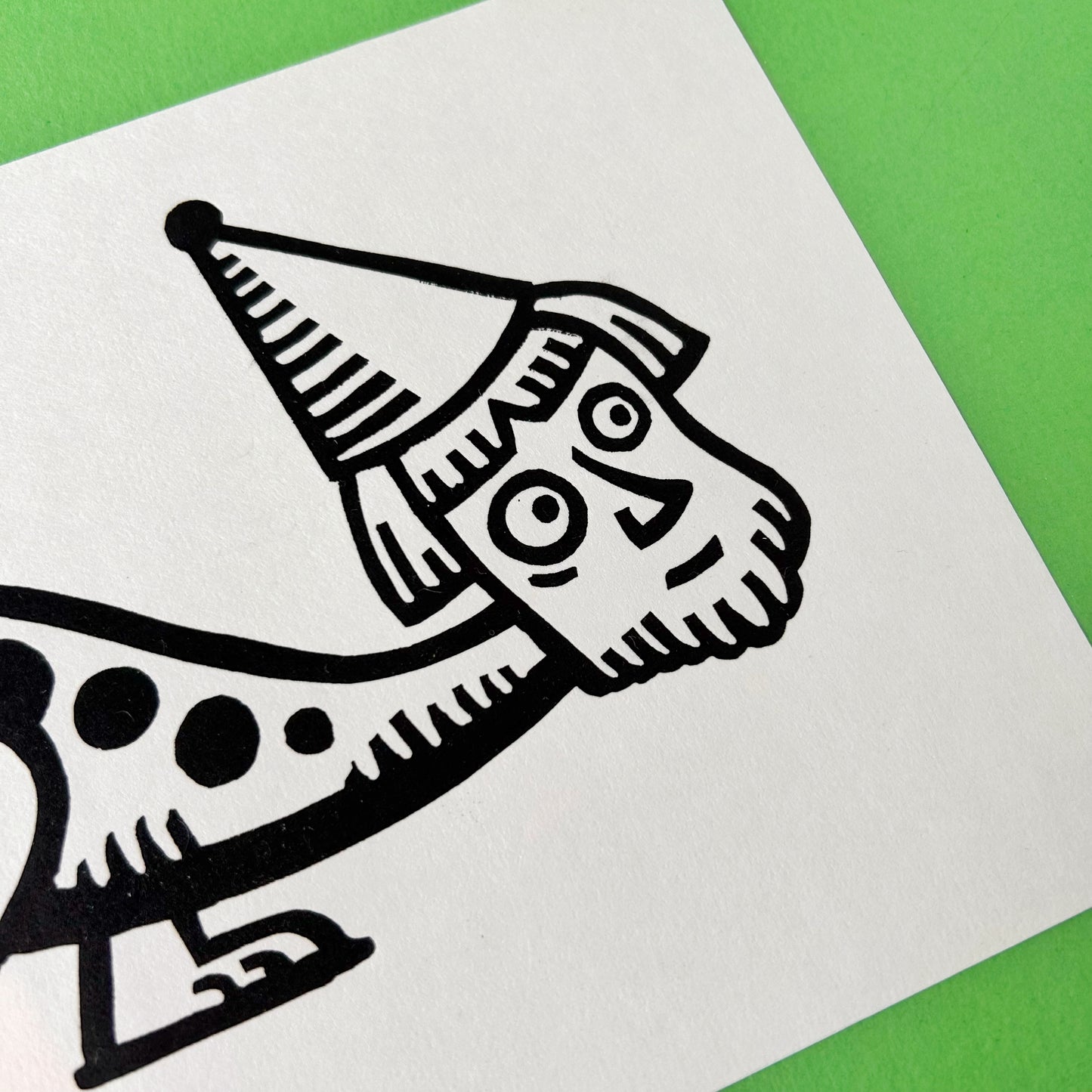 Weird Medieval Wizard Lino Print
