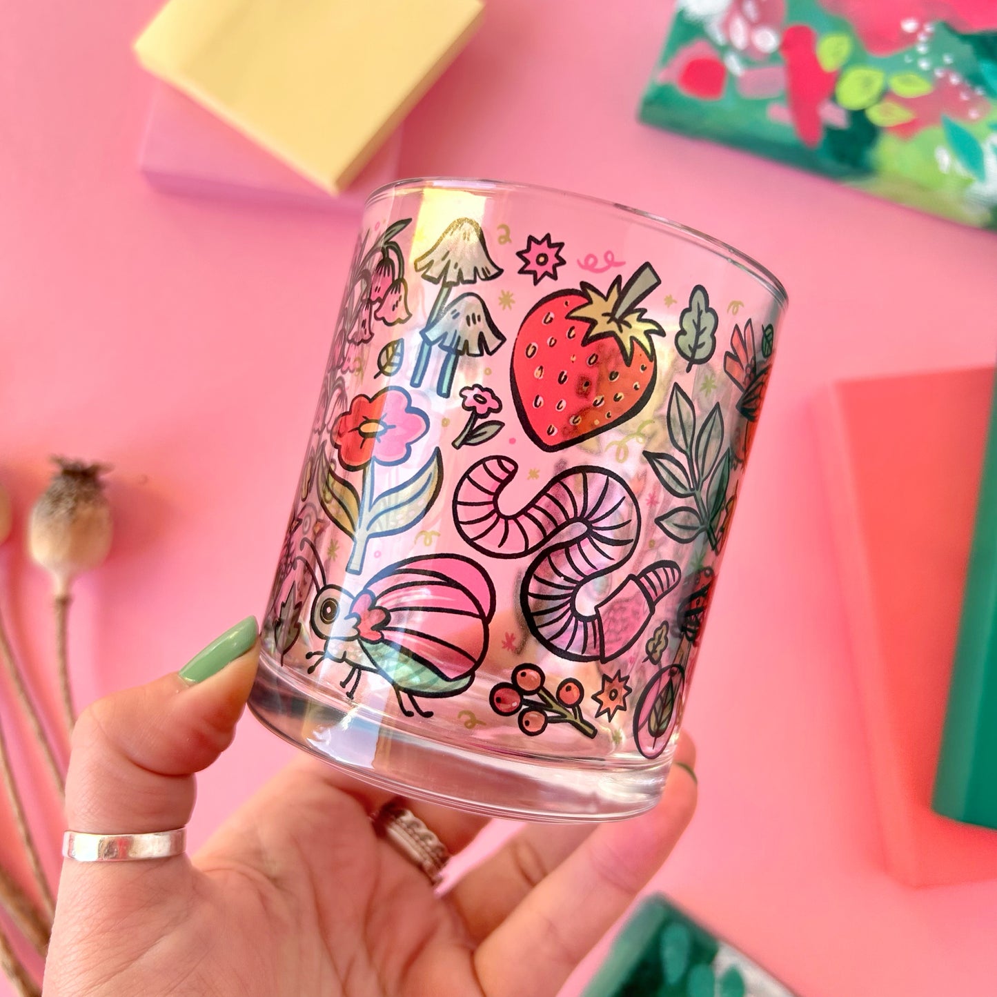 Birds and Frog Glass Mug