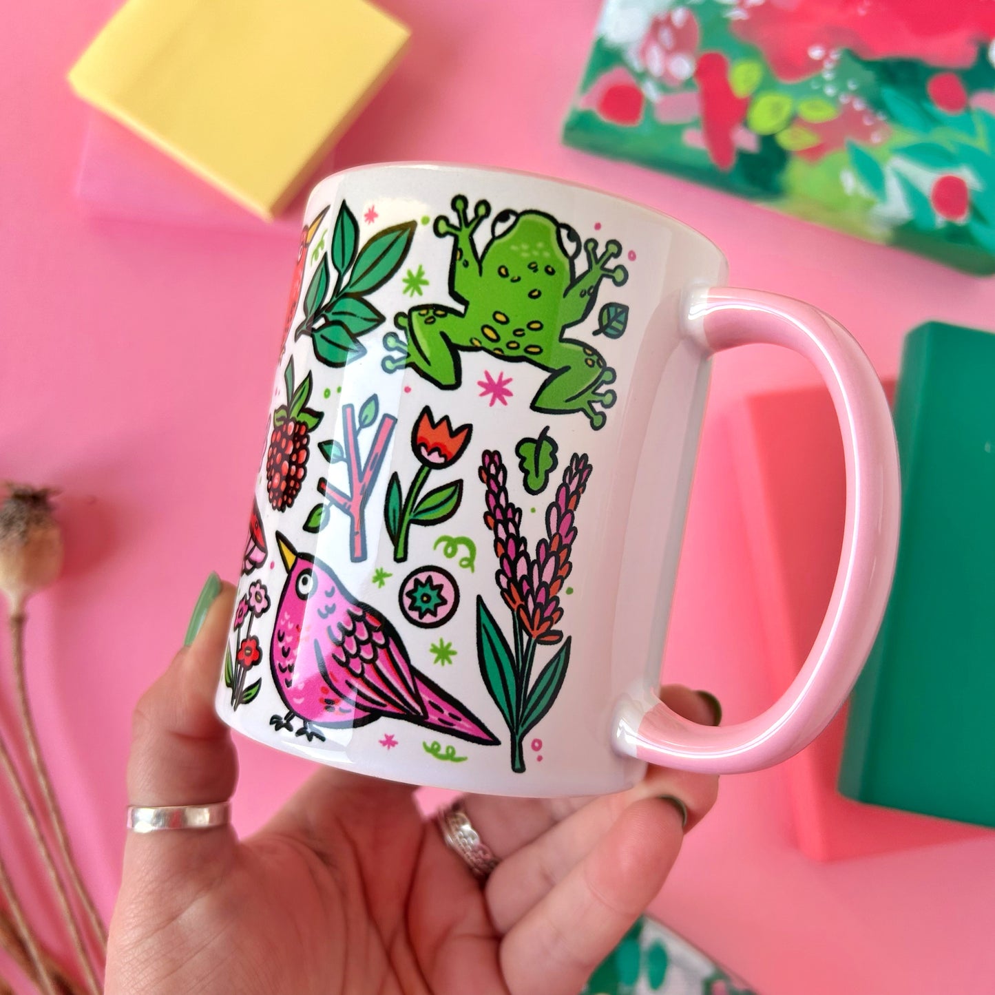Birds and Frog Mug