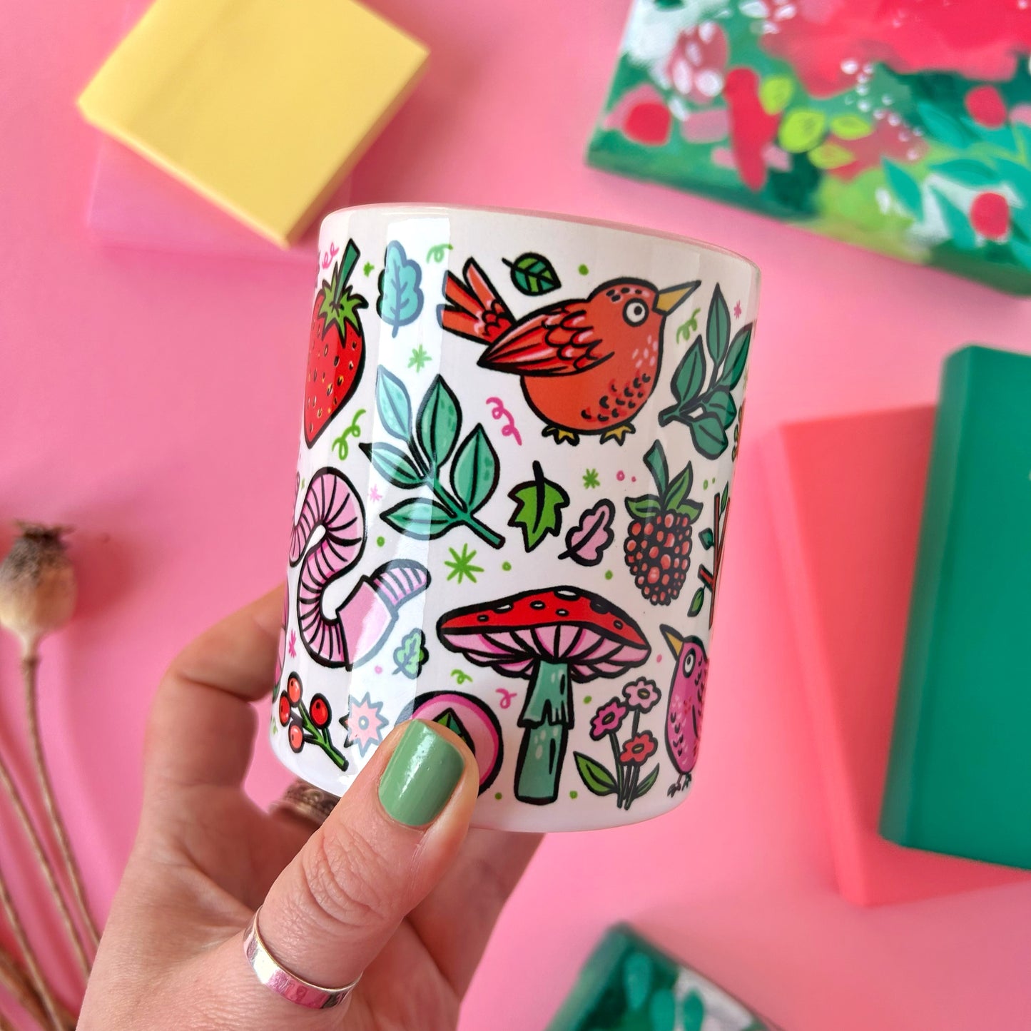 Birds and Frog Mug