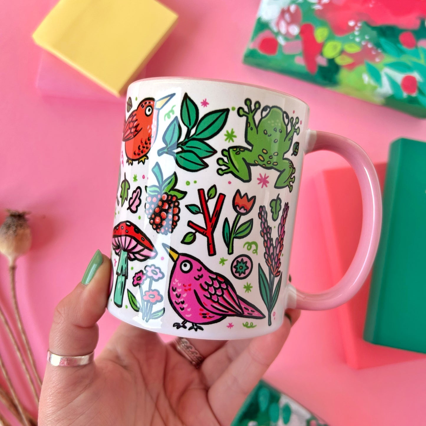 Birds and Frog Mug