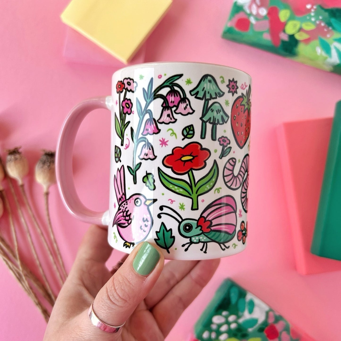 Birds and Frog Mug