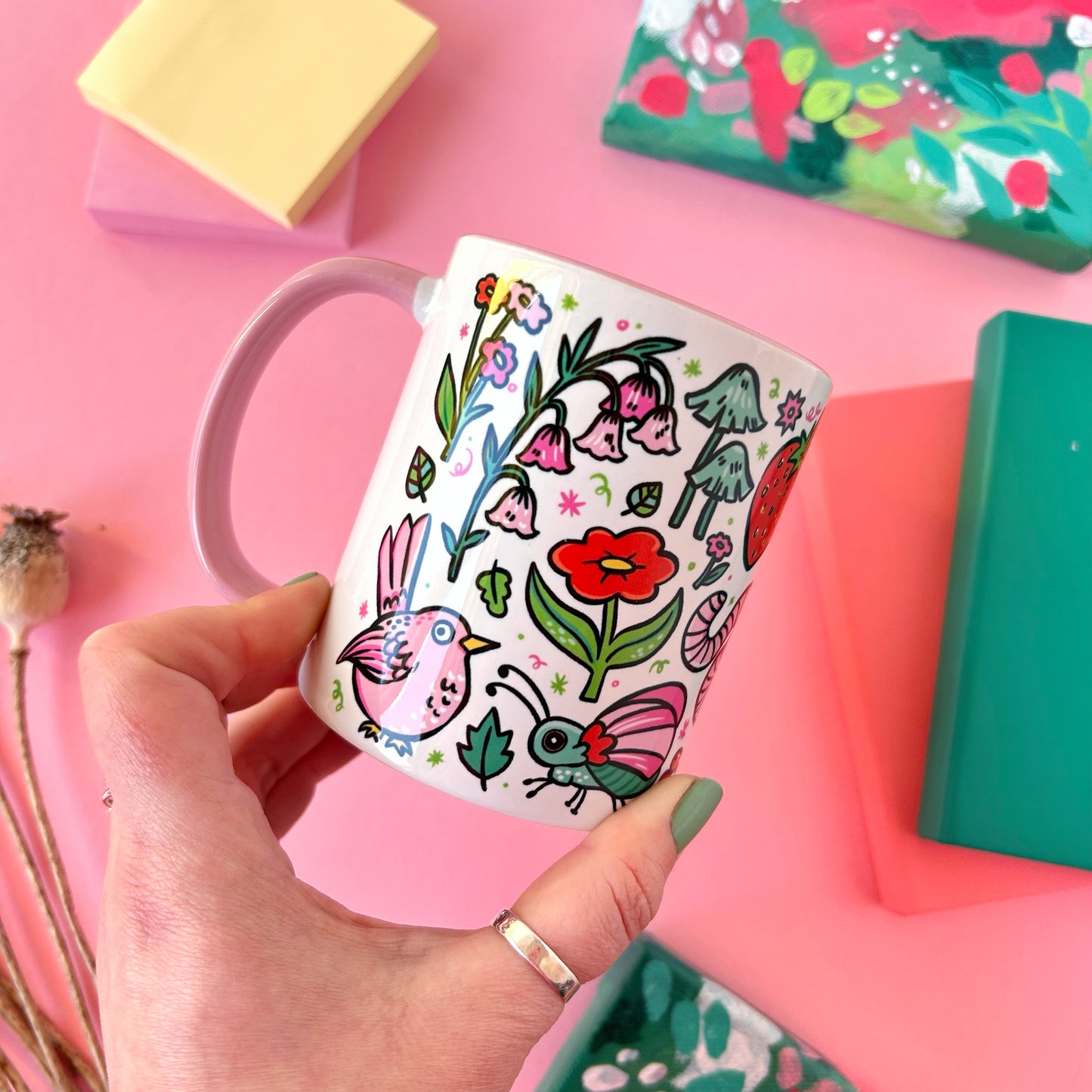 Birds and Frog Mug