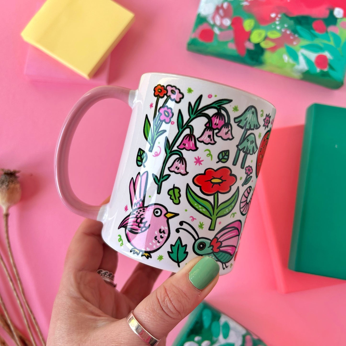 Birds and Frog Mug
