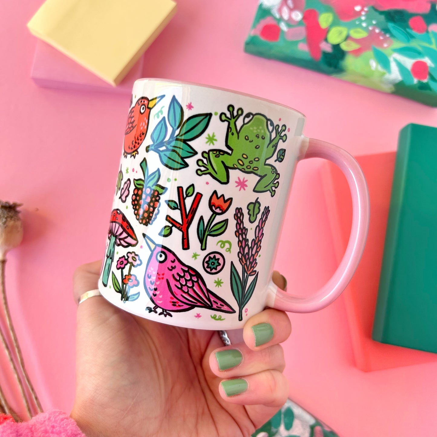 Birds and Frog Mug