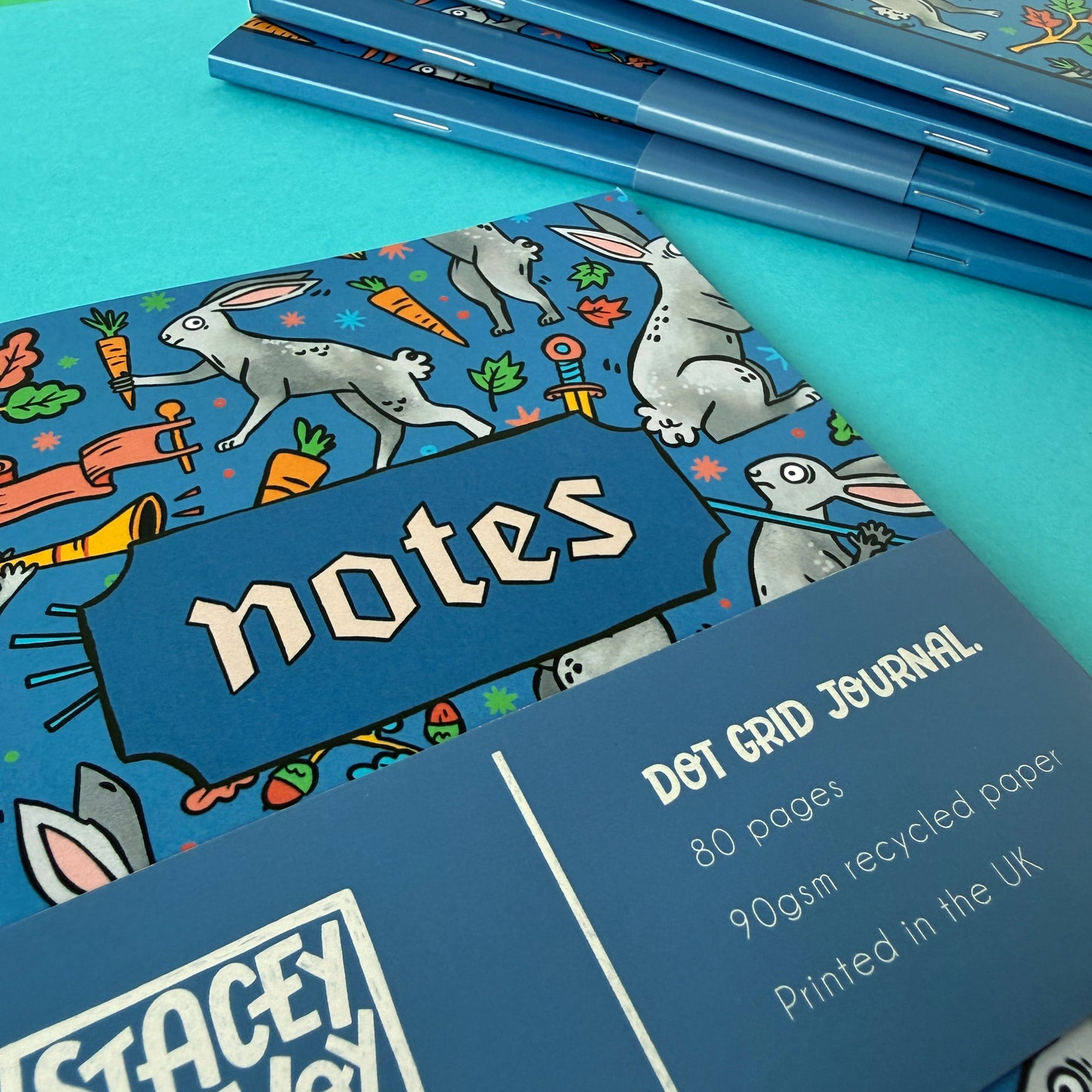 Medieva Duelling Bunnies Dot Grid A5 Notebook