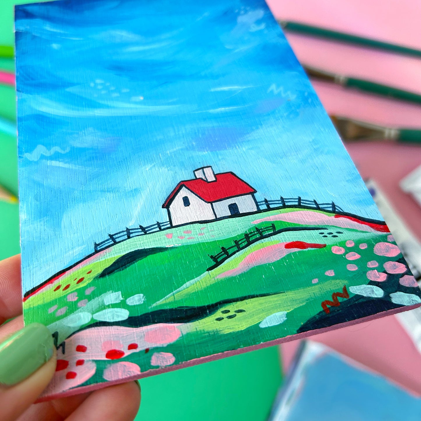 Original Cottage Landscape Painting 01