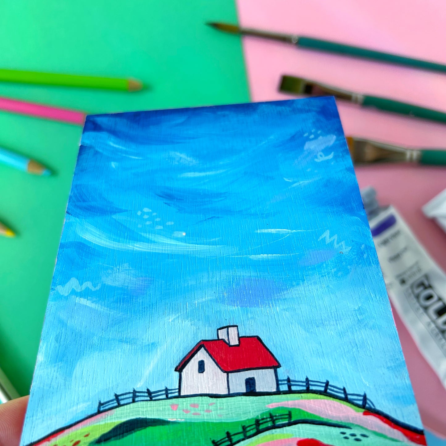 Original Cottage Landscape Painting 01