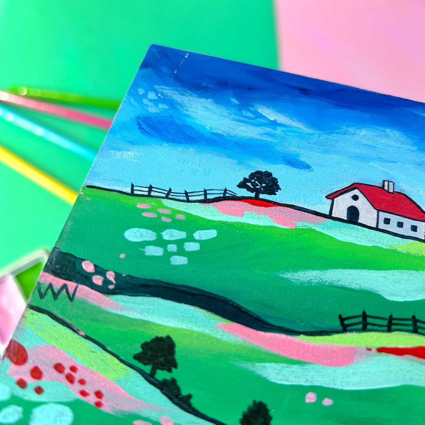 Square Original Lanscape Painting 6x6inch