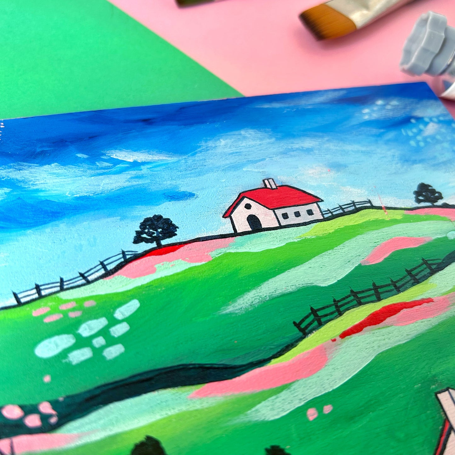 Square Original Lanscape Painting 6x6inch