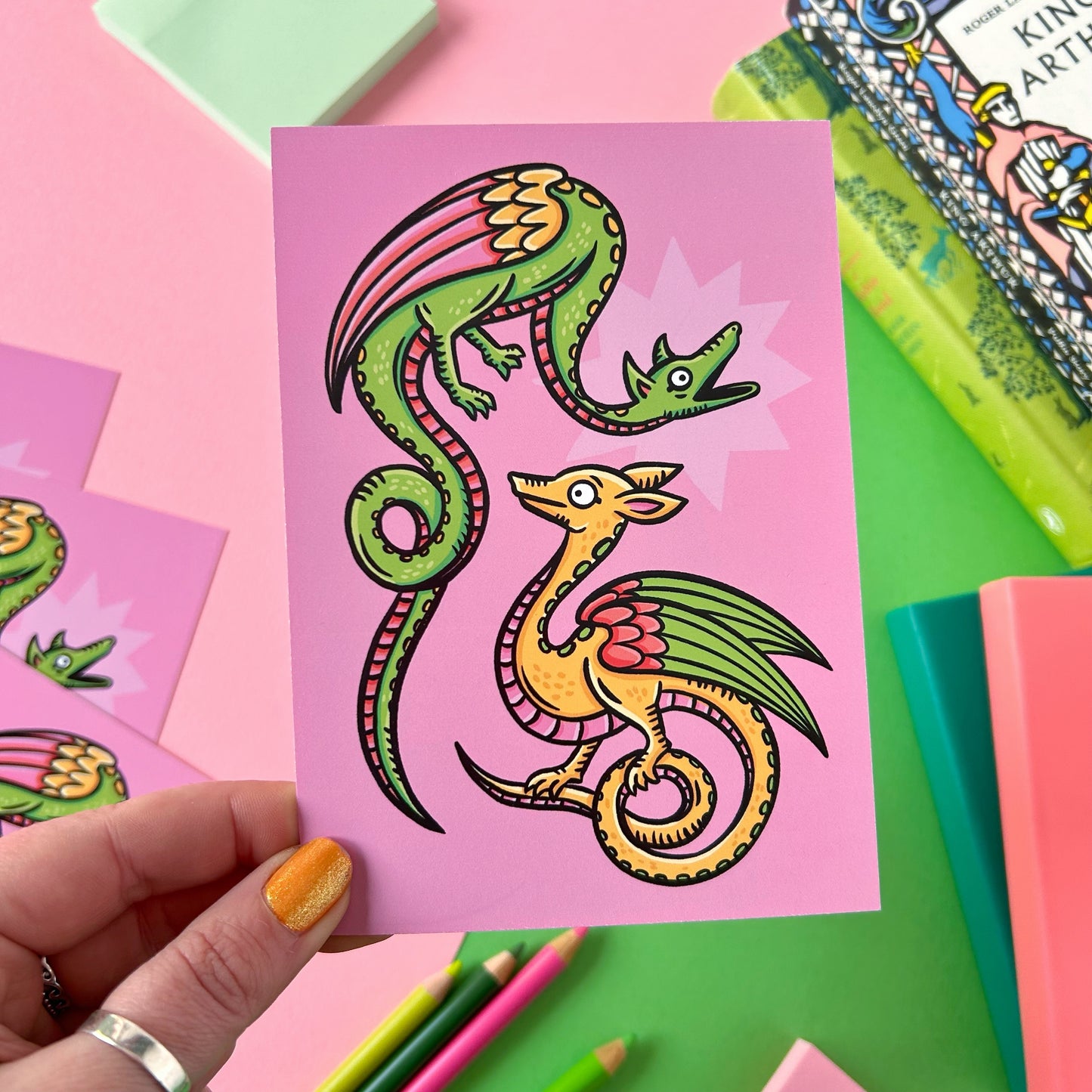 Dragons Medieval Marginalia Postcard