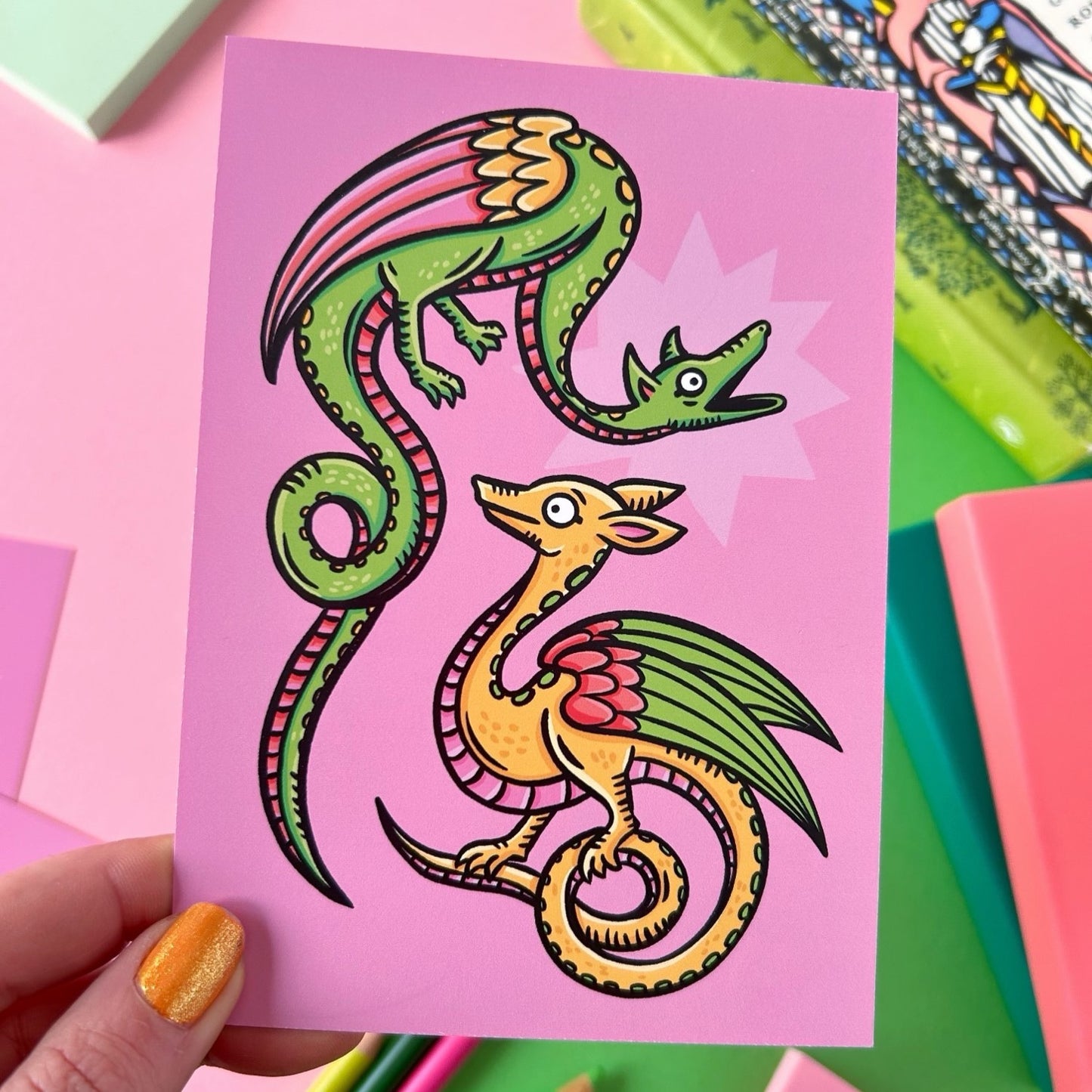 Dragons Medieval Marginalia Postcard