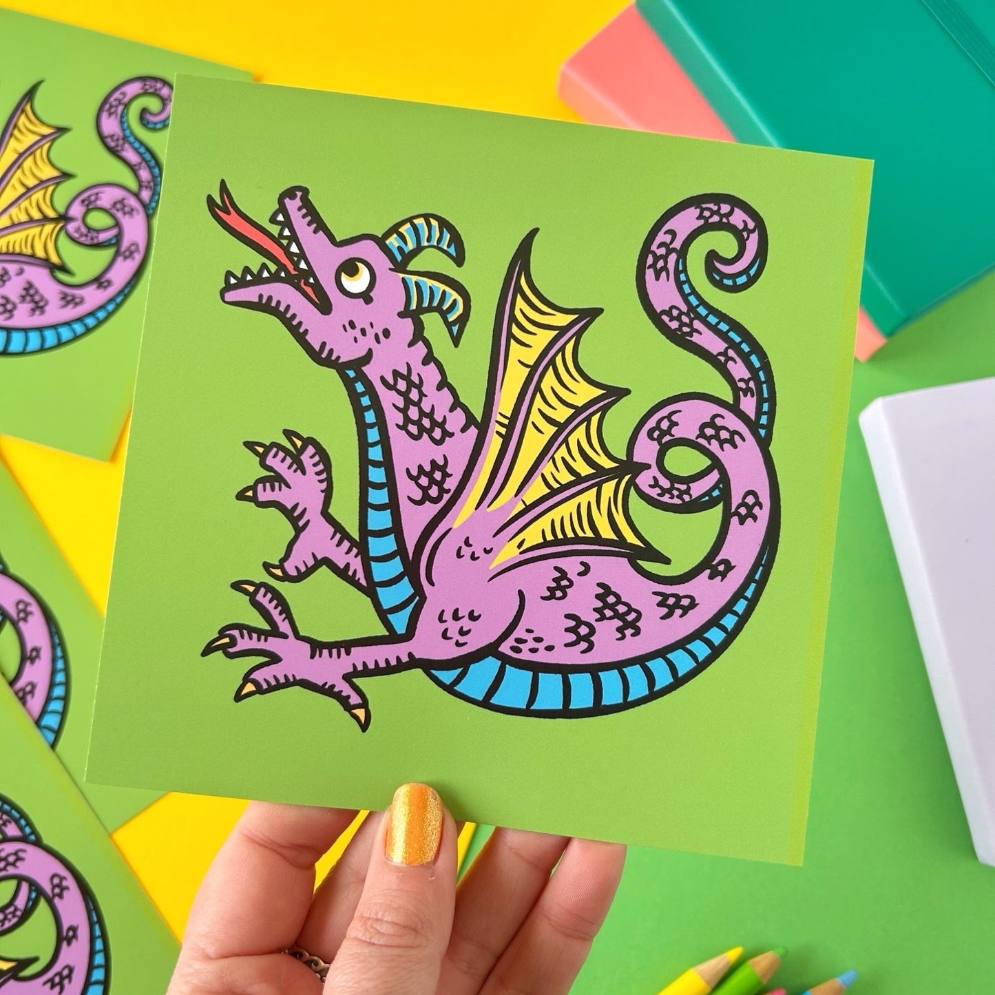 Purple Dragon Medieval Marginalia Postcard