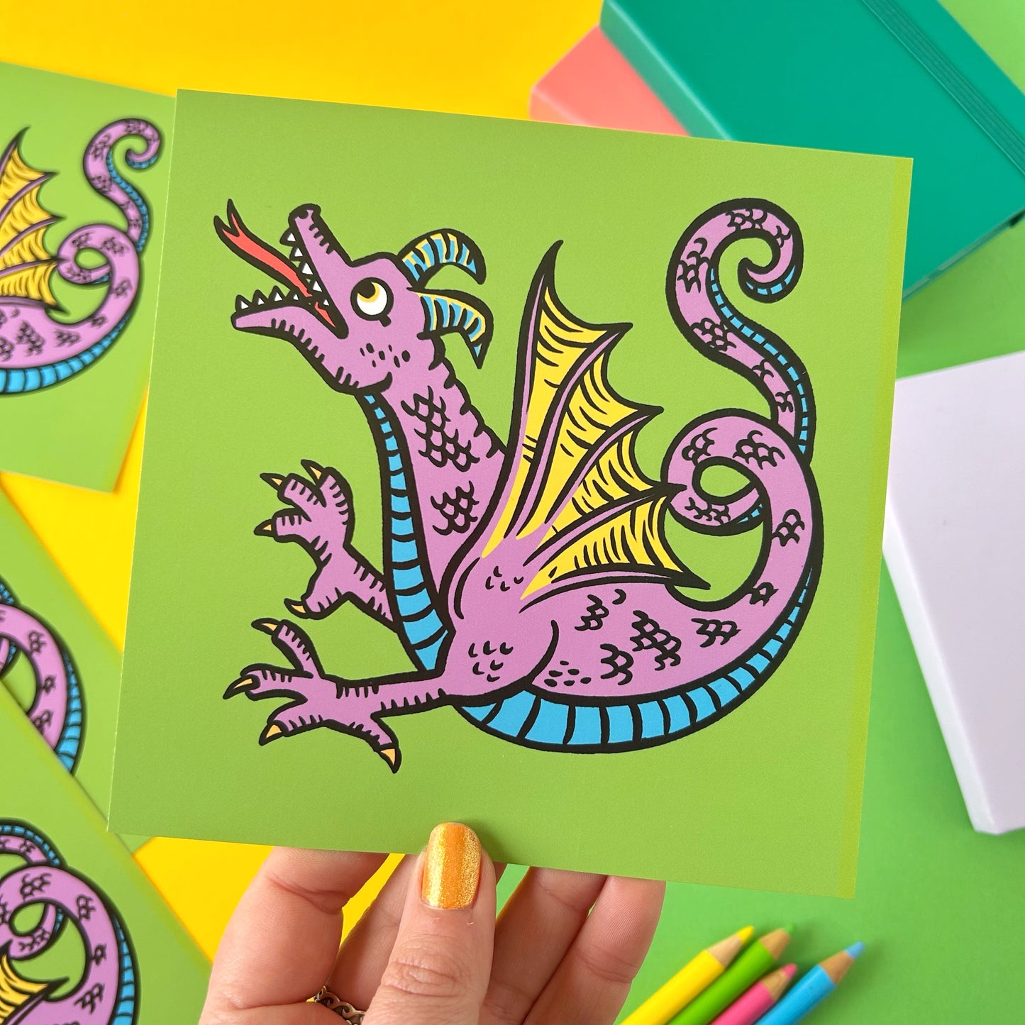 Purple Dragon Medieval Marginalia Postcard
