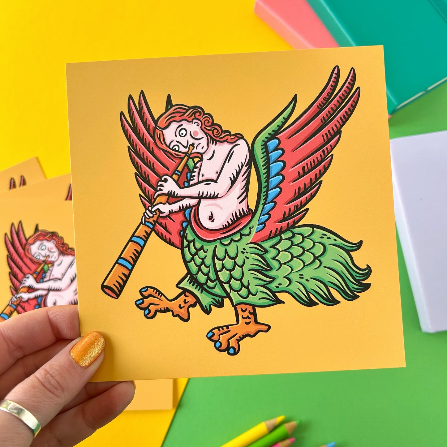 Harpy Medieval Marginalia Postcard
