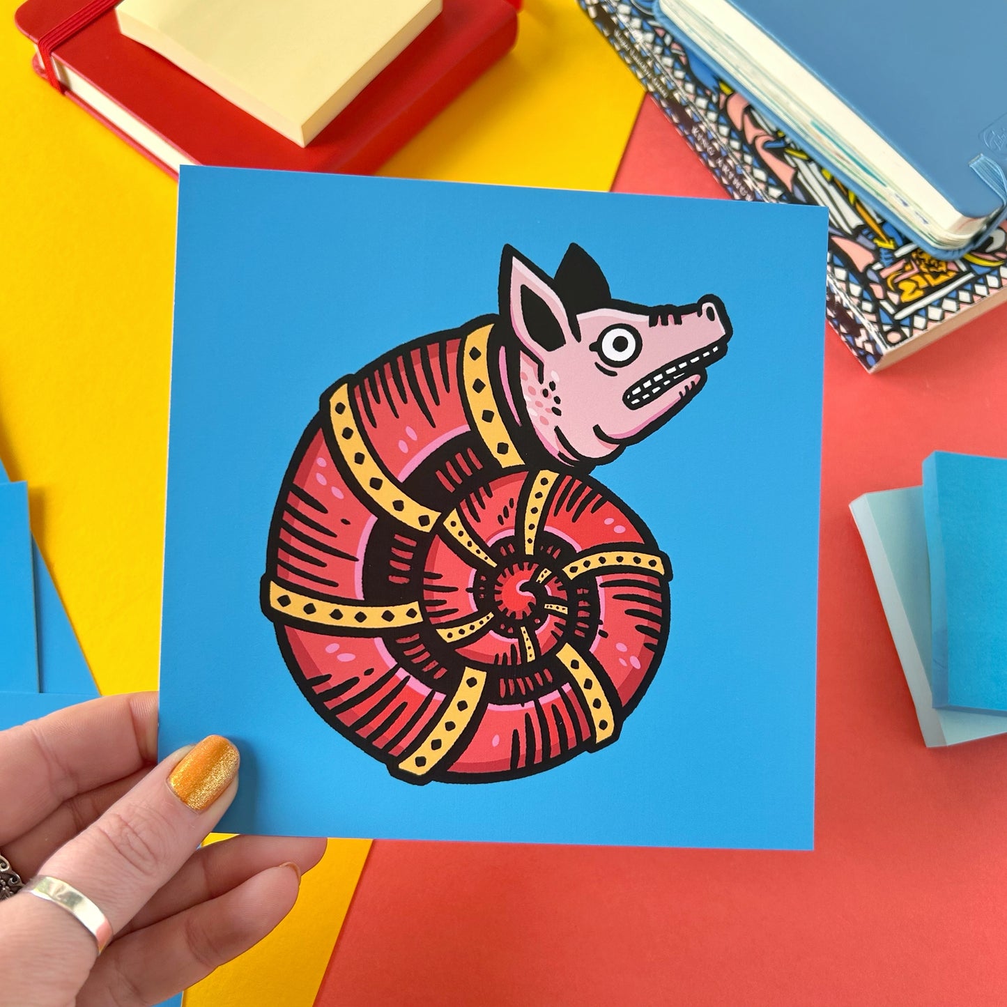 Pig Snail Medieval Marginalia Postcard