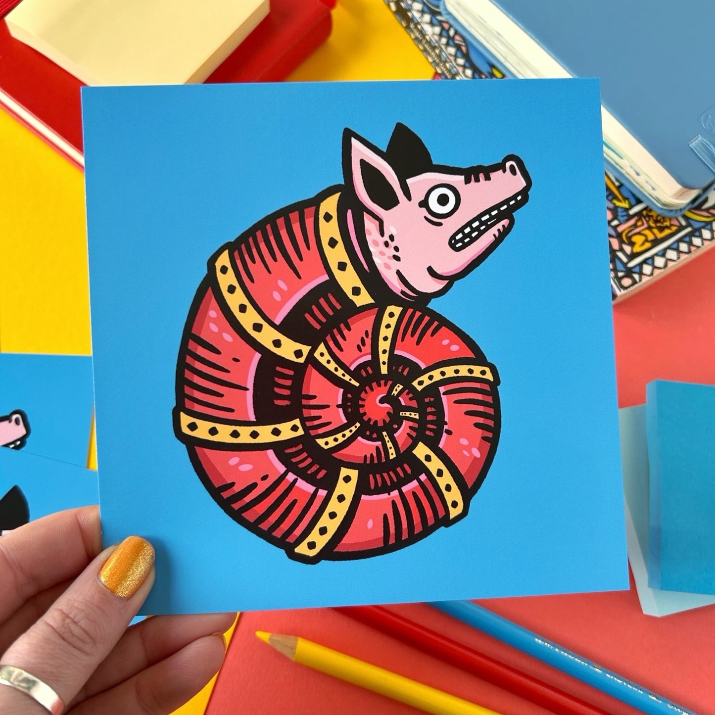 Pig Snail Medieval Marginalia Postcard