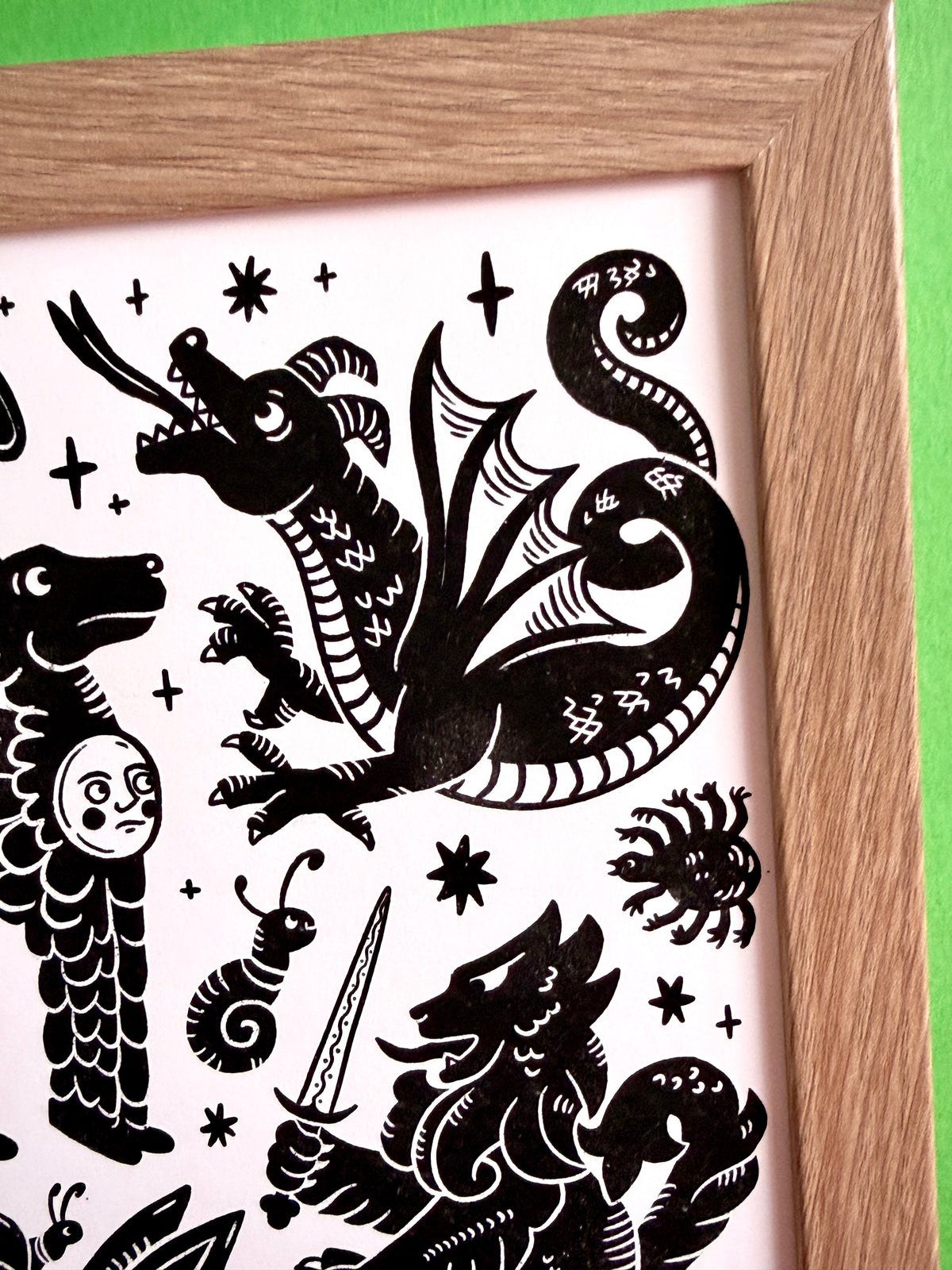Medieval Menagerie Black & White Print
