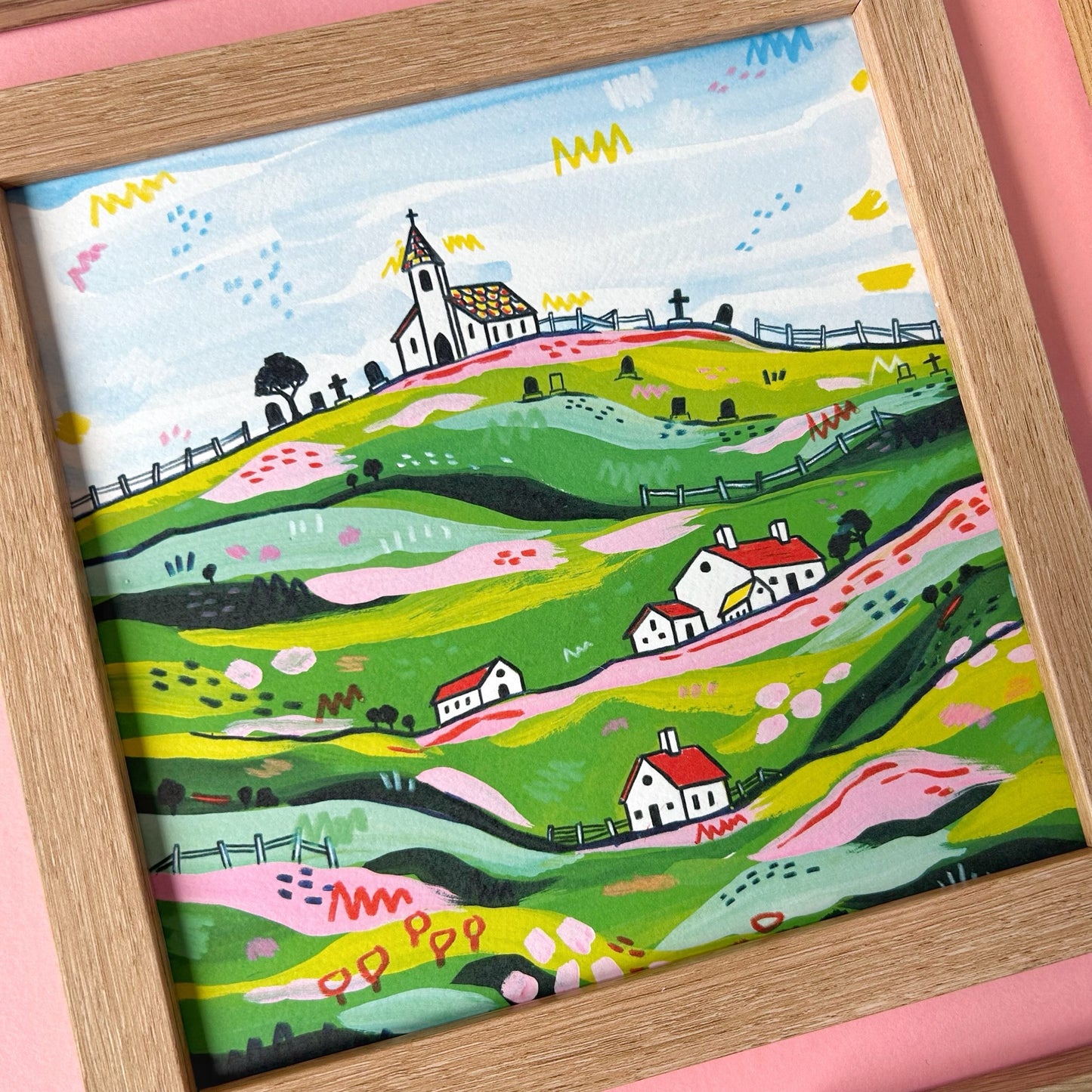 Village Church Landscape Print