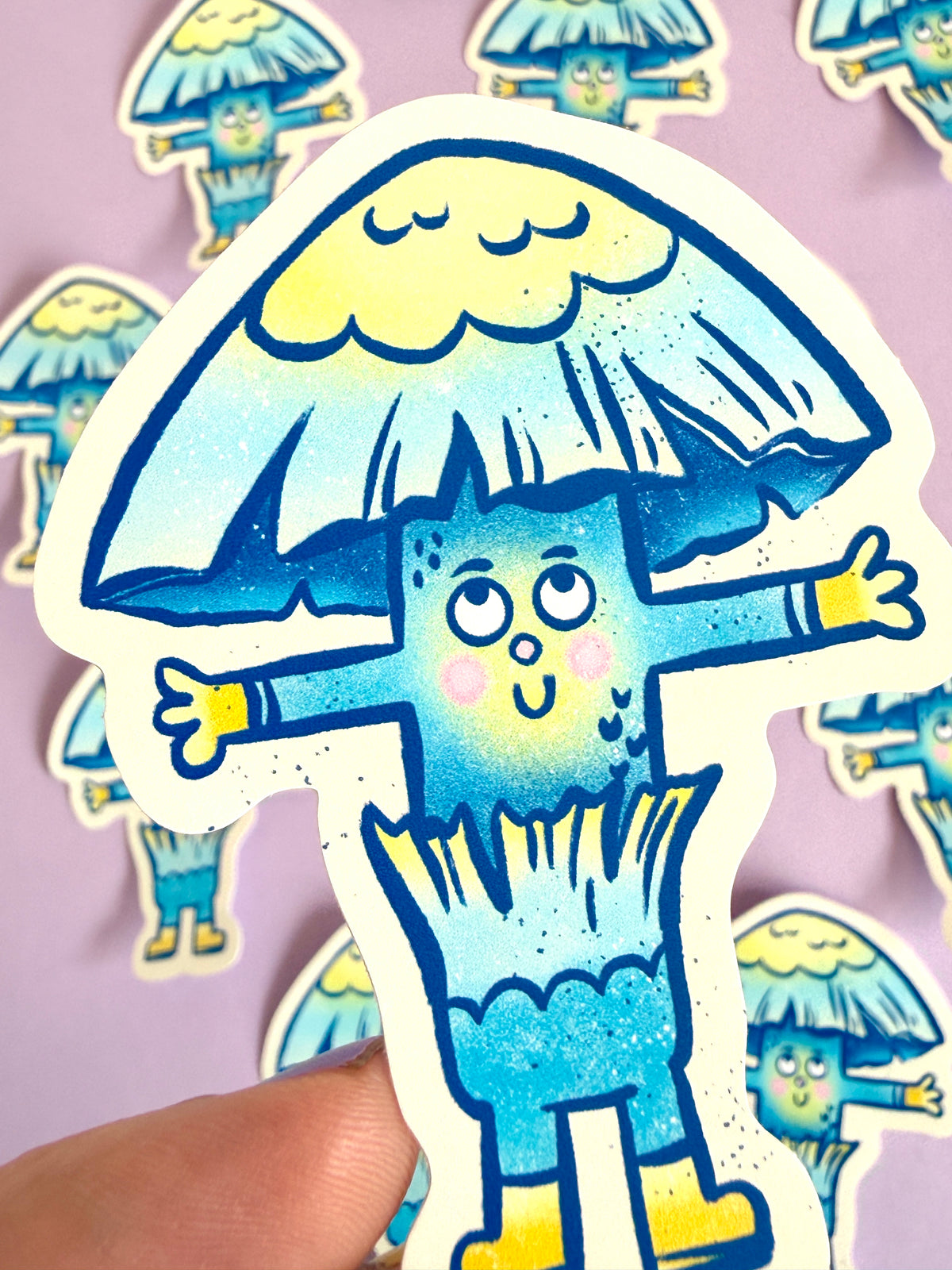 Blue Mushroom Fun Guy Sticker