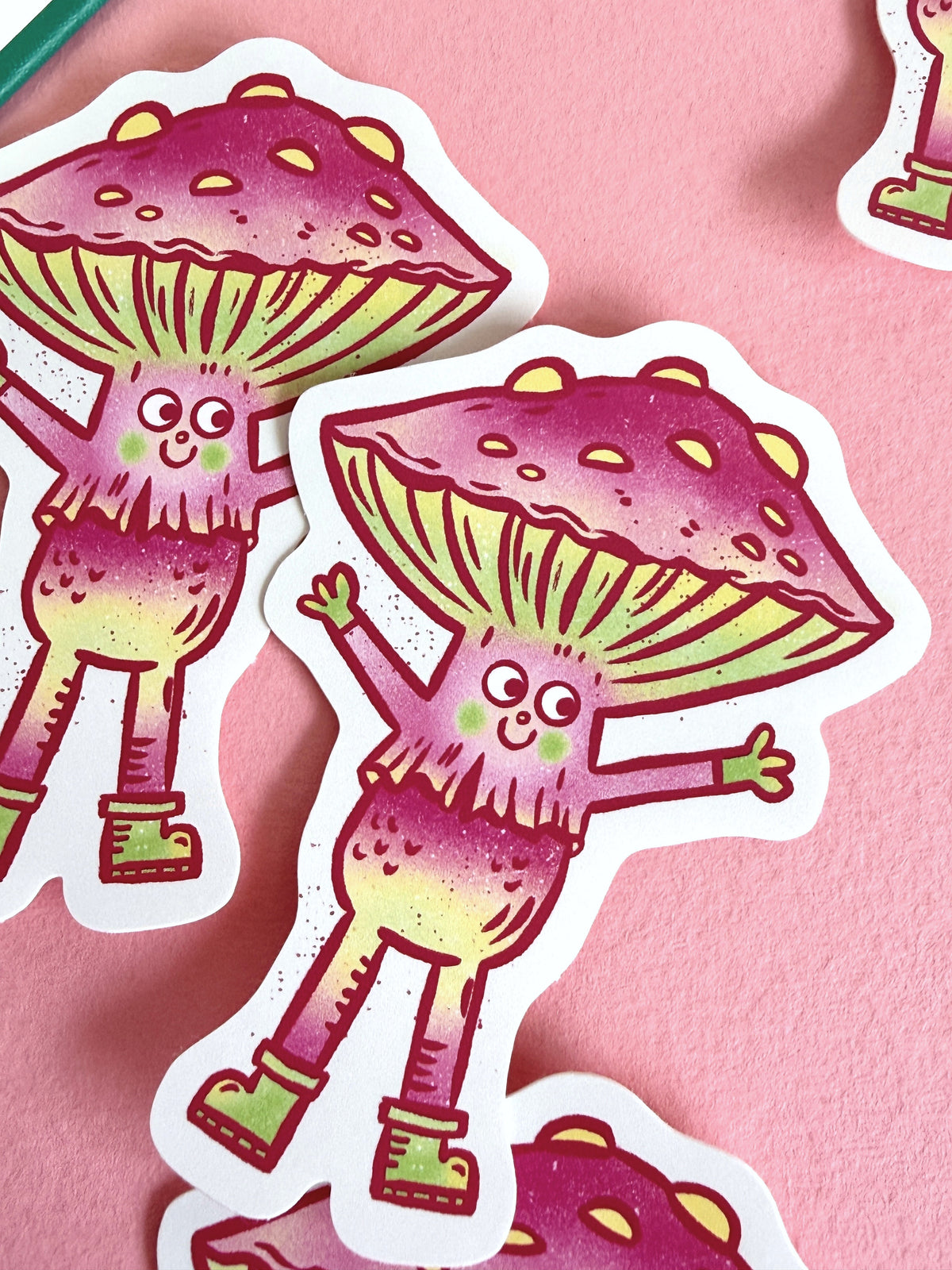 Pink Mushroom Fun Guy Sticker