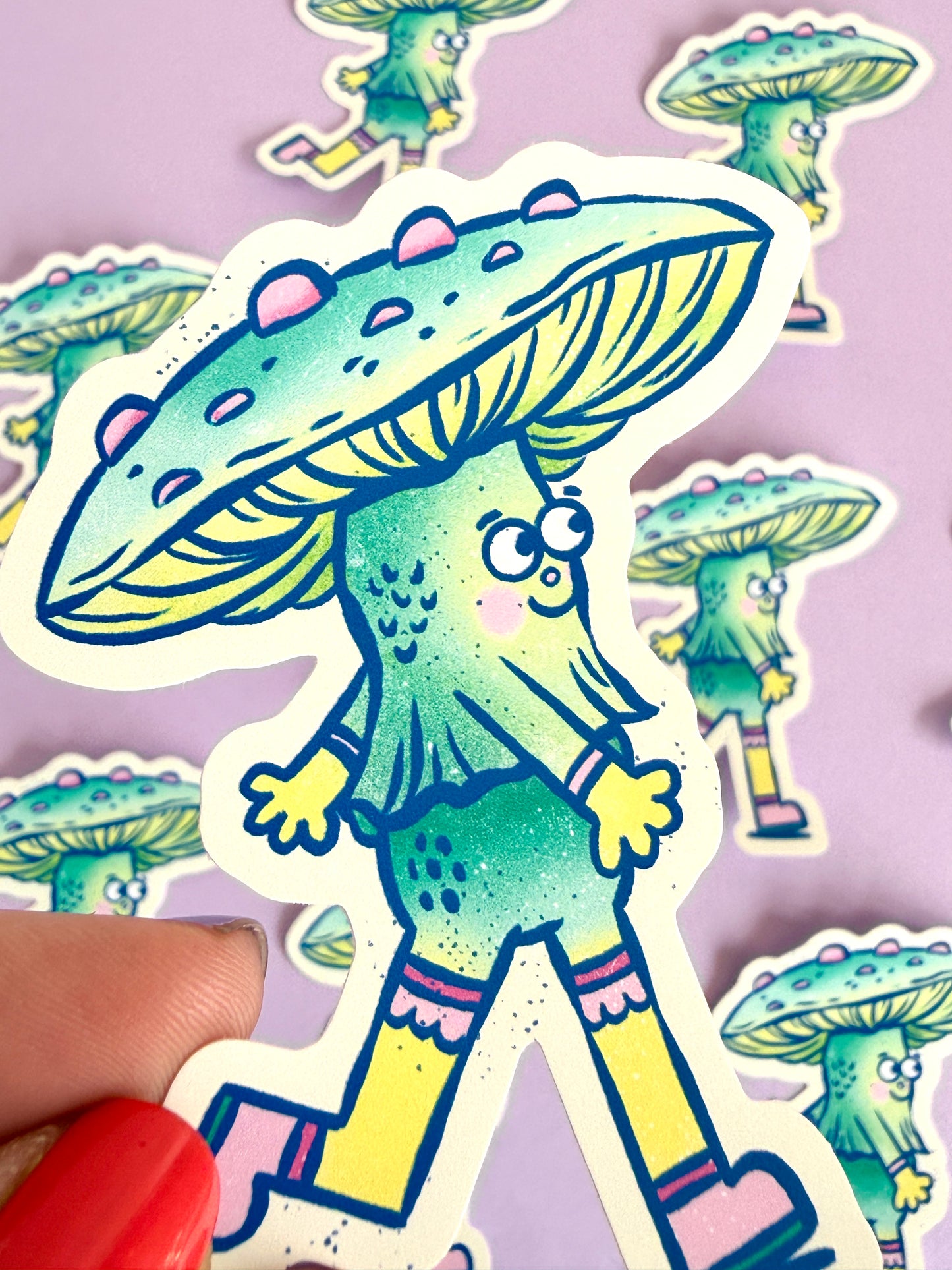 Green Mushroom Fun Guy Sticker