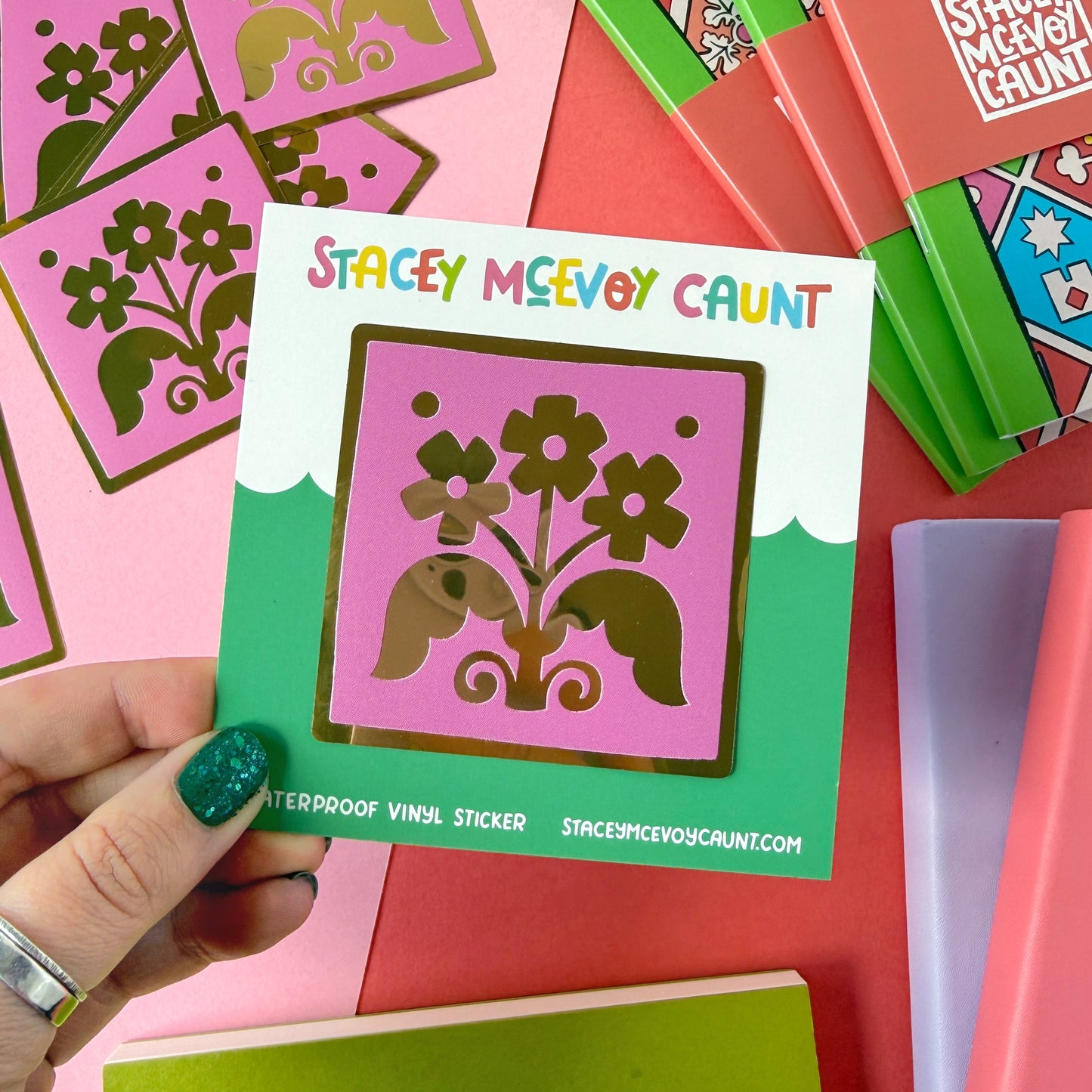 Gold Foil Flower Medieval Tile Sticker