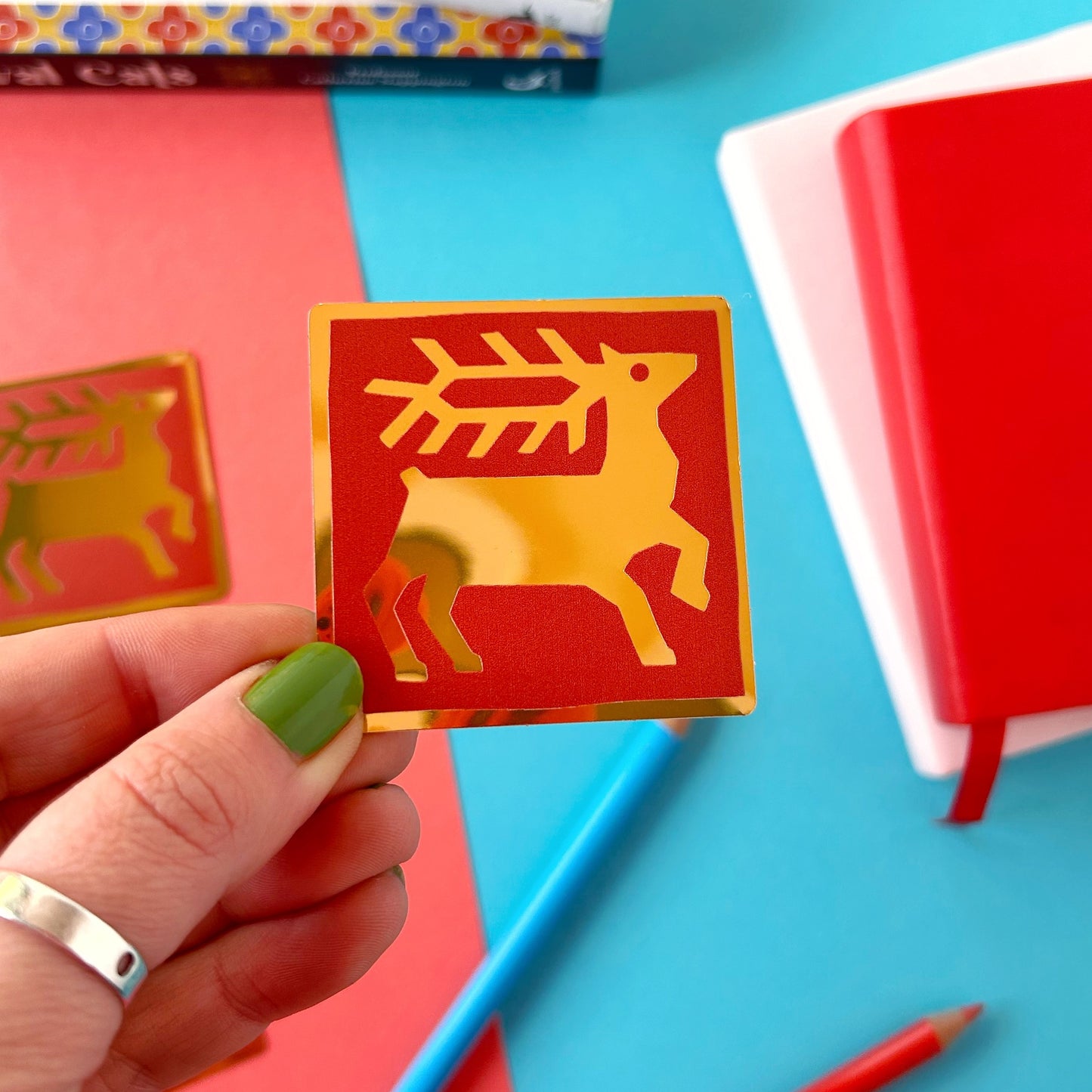 Gold Foil Deer Medieval Tile Sticker