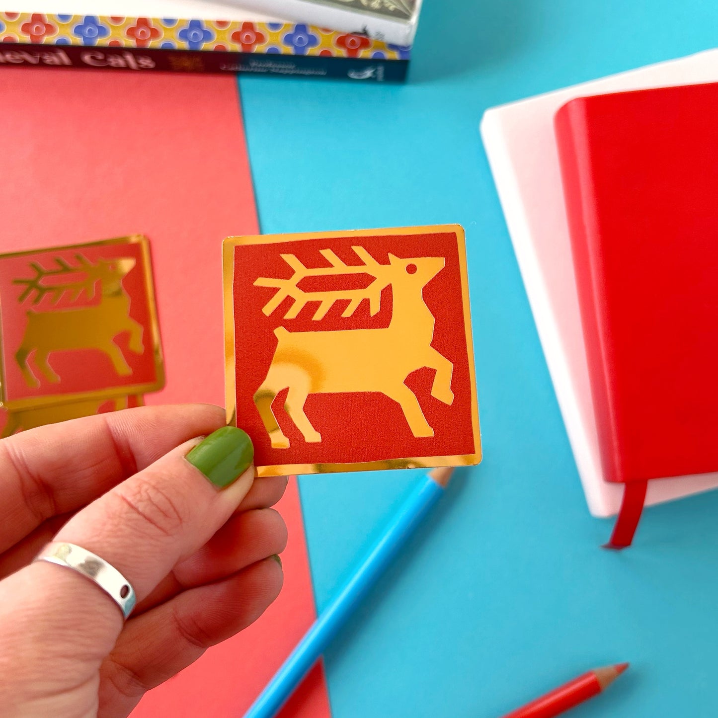 Gold Foil Deer Medieval Tile Sticker