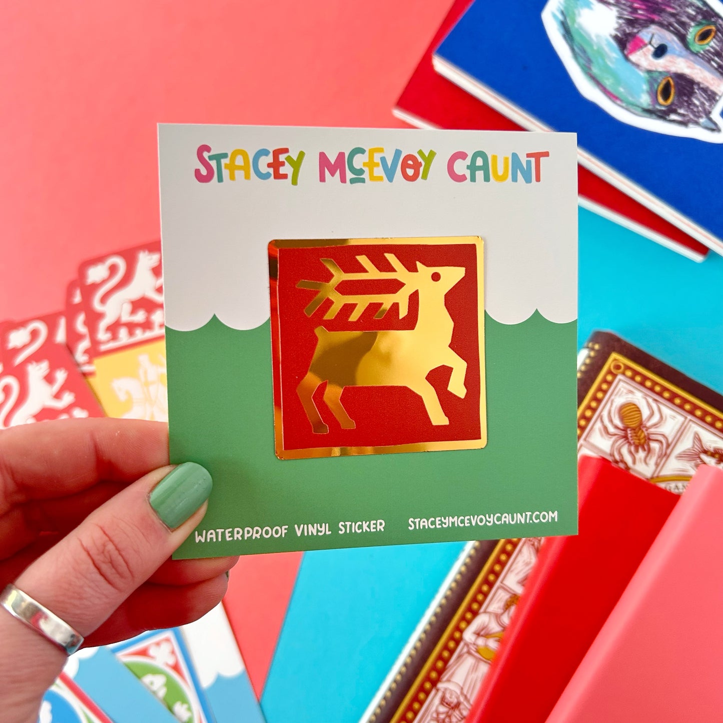 Gold Foil Deer Medieval Tile Sticker
