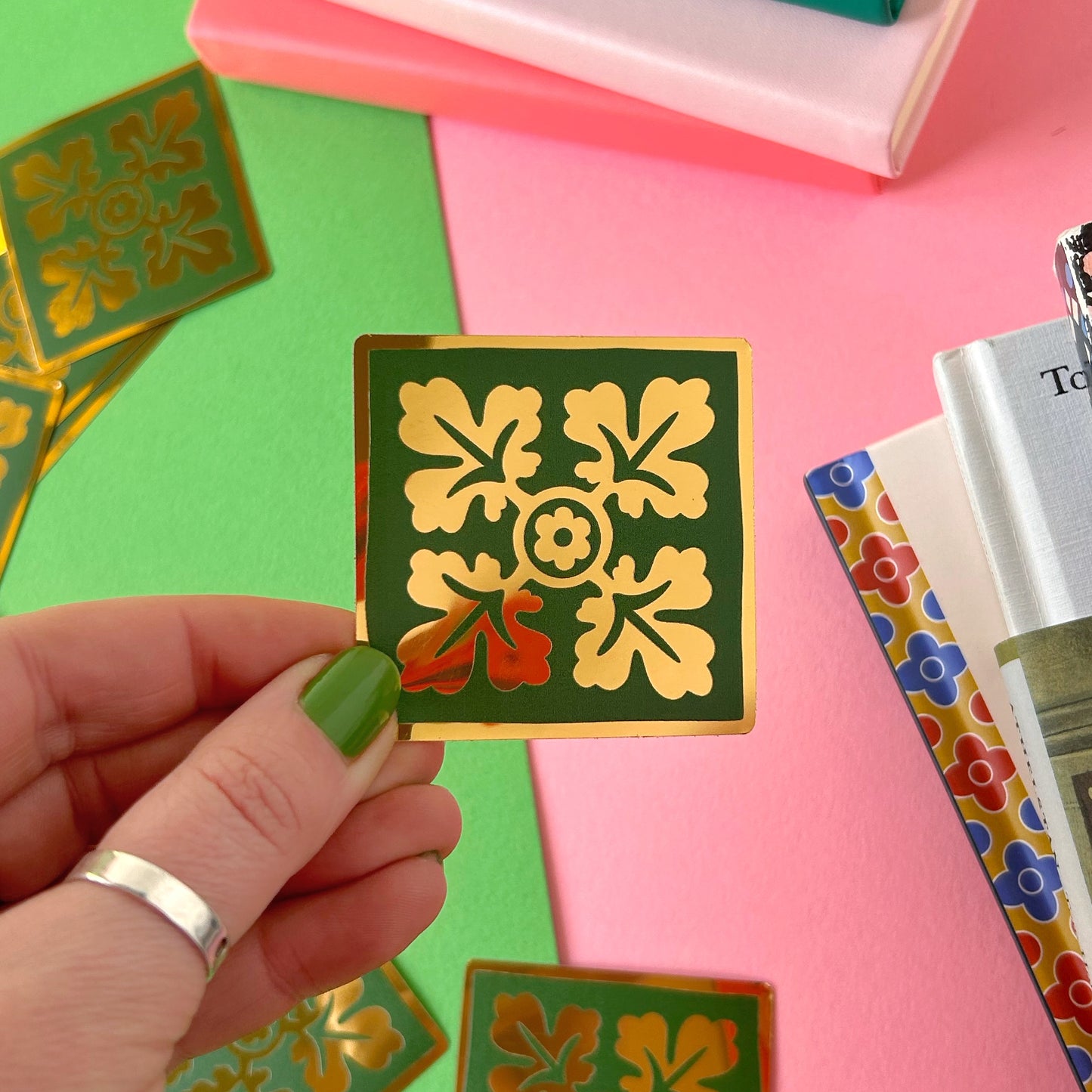 Gold Foil Leaf Medieval Tile Sticker