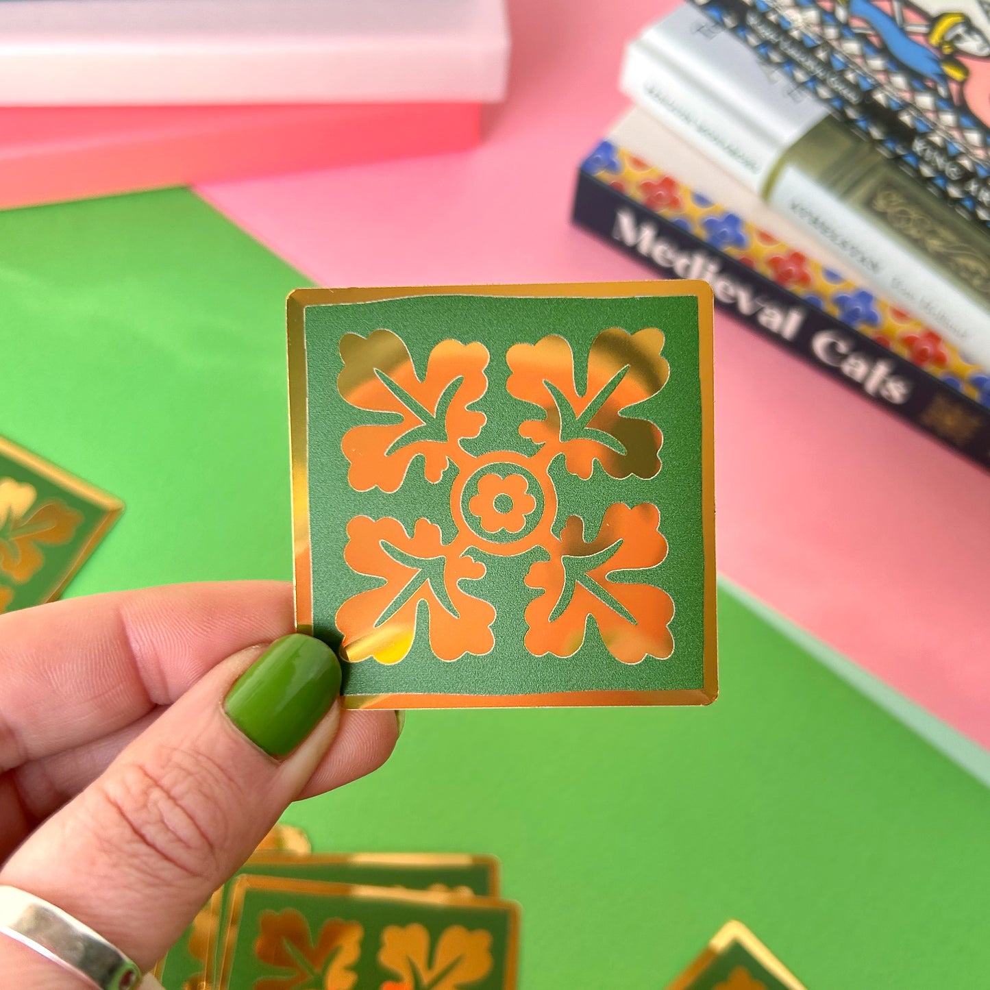 Gold Foil Leaf Medieval Tile Sticker