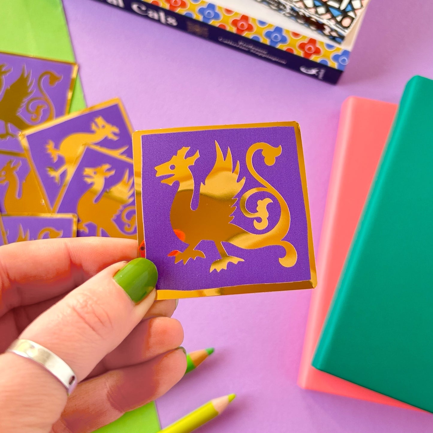 Gold Foil Dragon Medieval Tile Sticker
