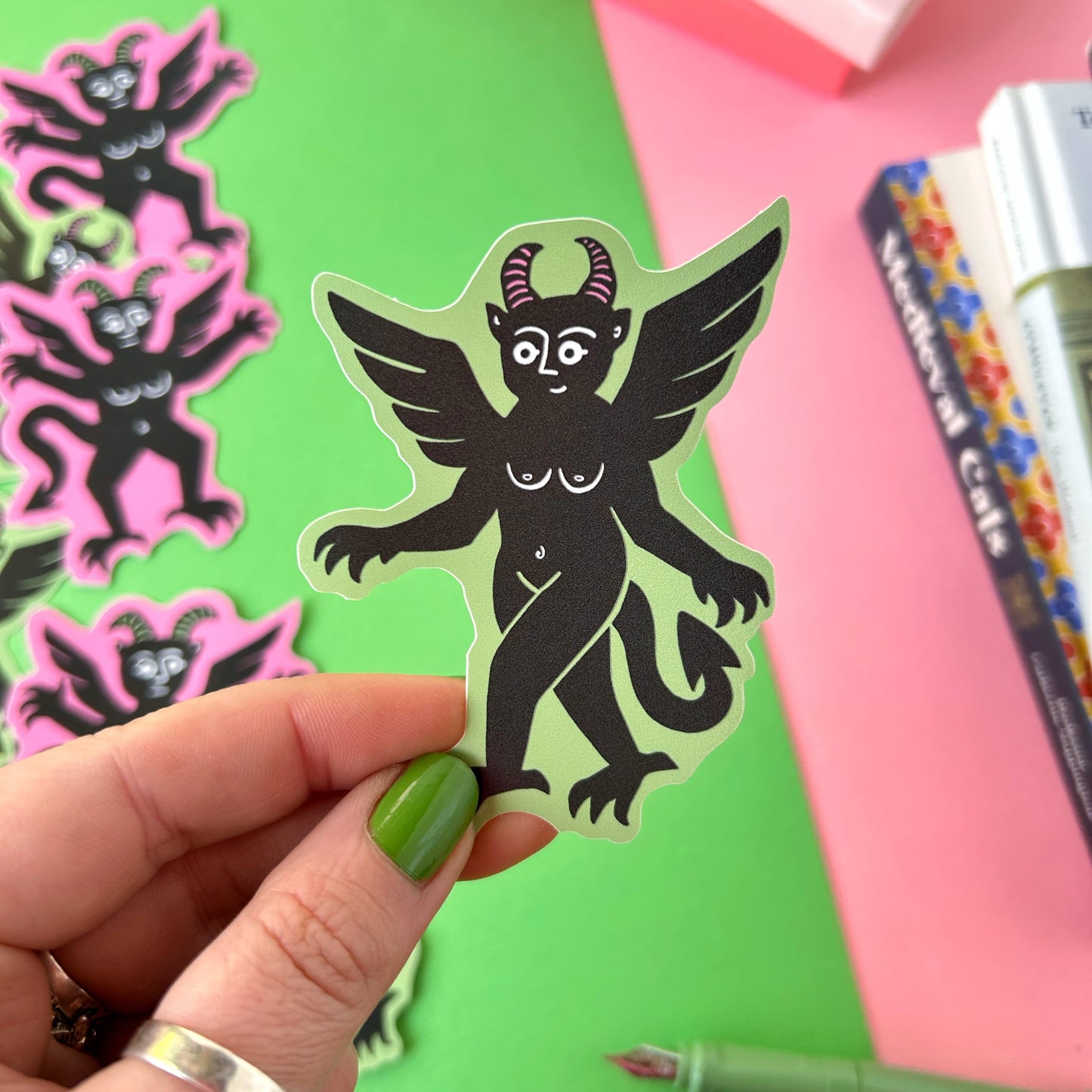 Green Boobie Devil Sticker