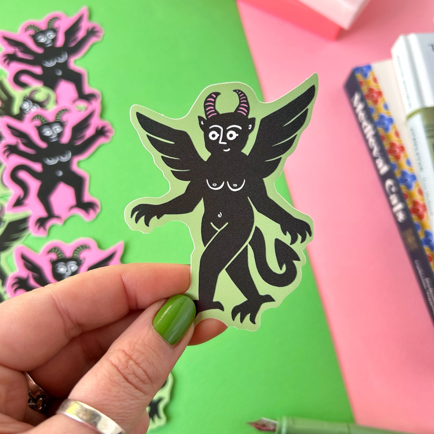 Green Boobie Devil Sticker