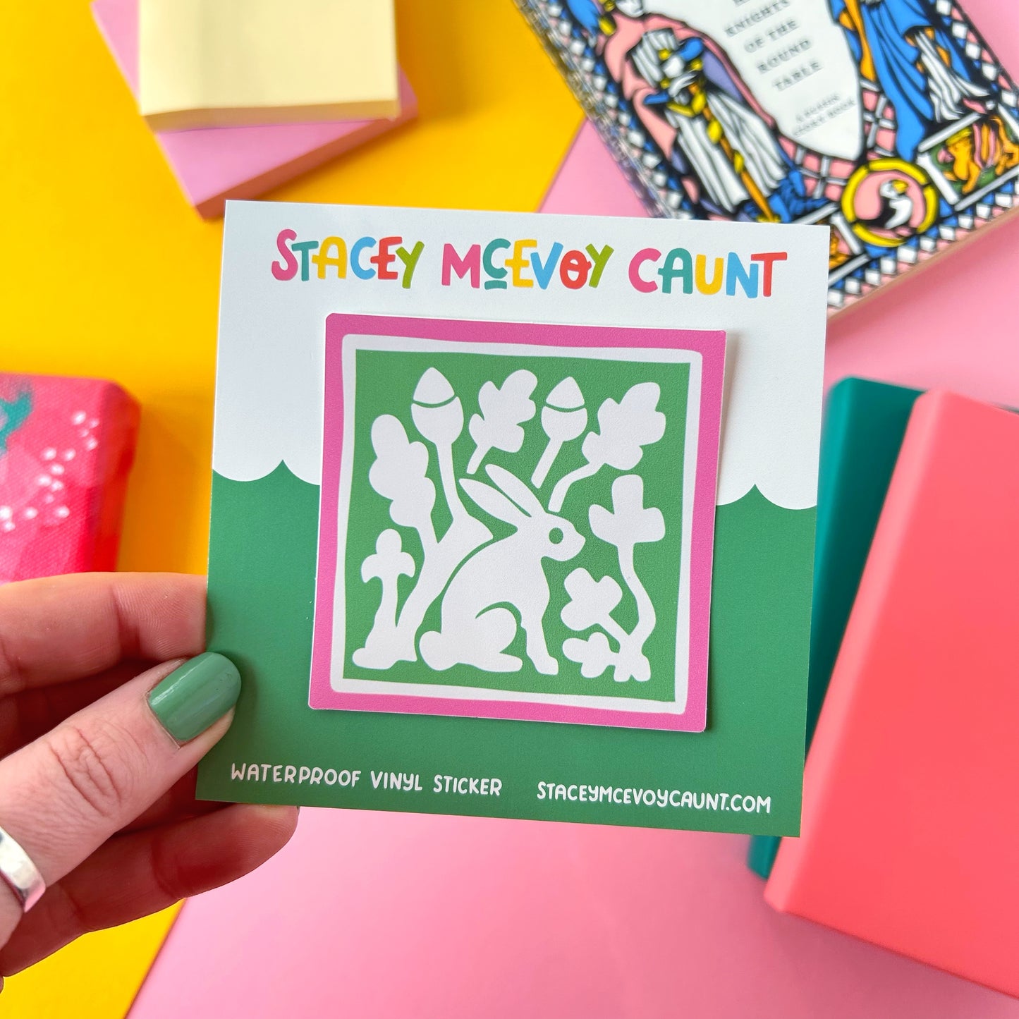 Green Bunny Medieval Tile Sticker