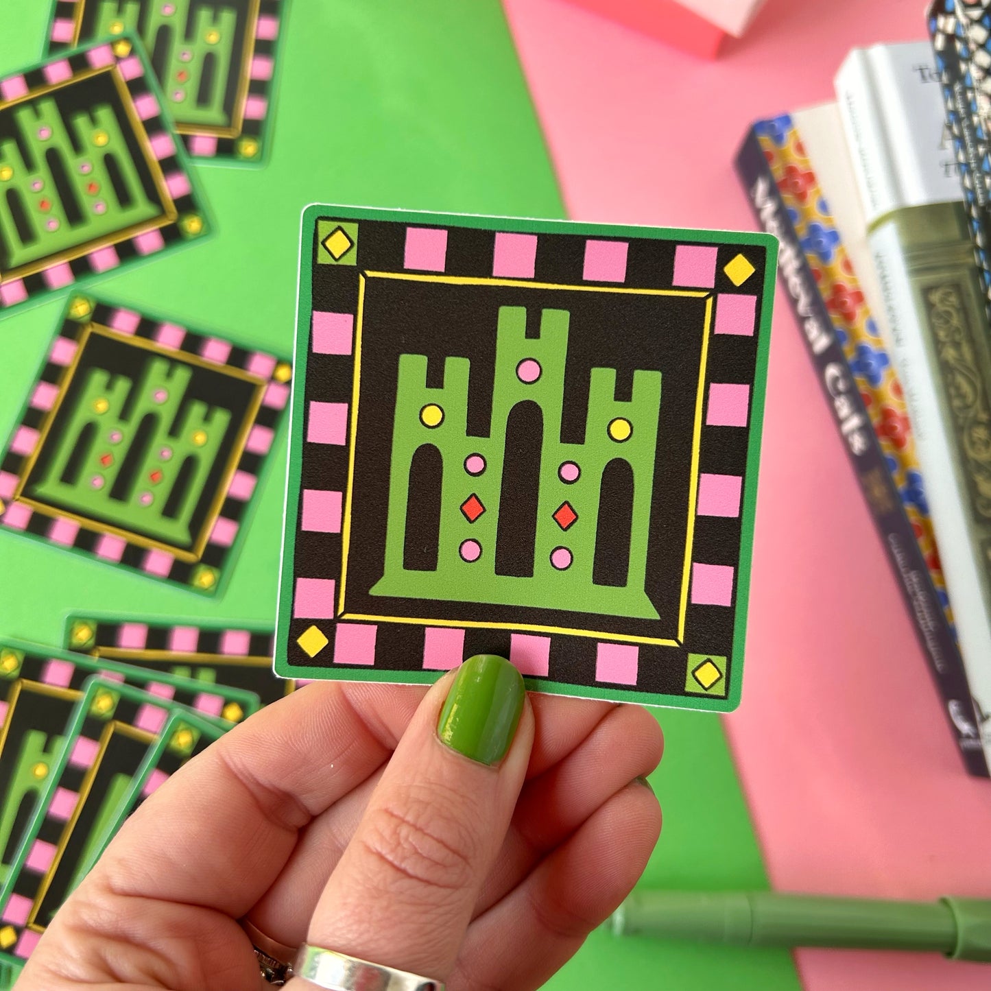 Green Castle Medieval Tile Sticker