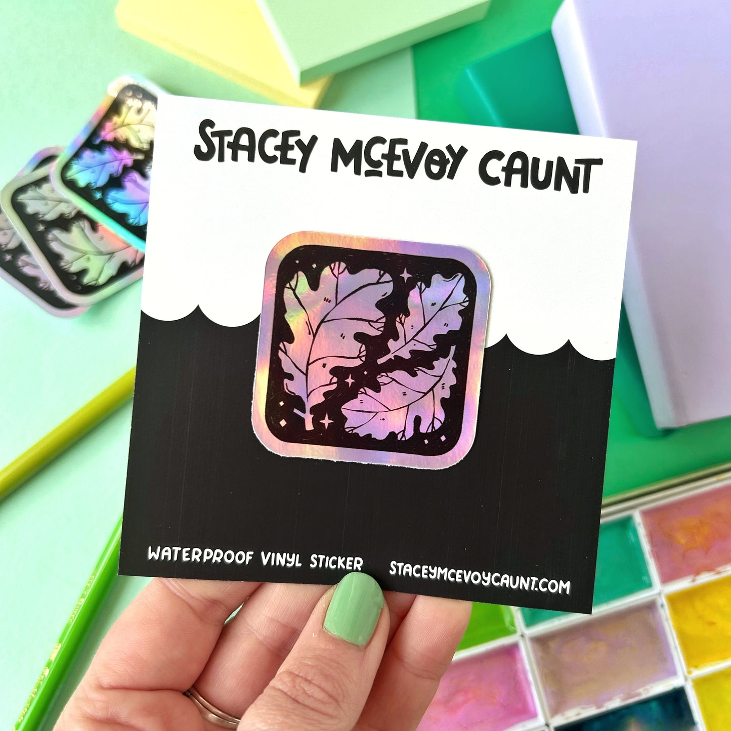 Oak Leaf Holographic Sticker