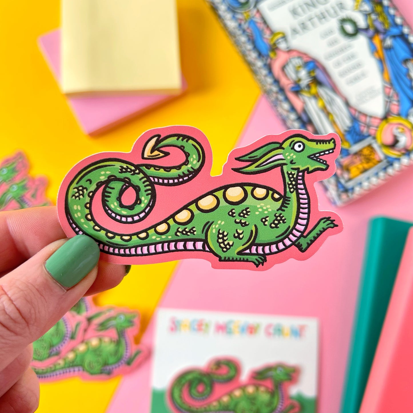 Green Dragon Medieval Marginalia Sticker